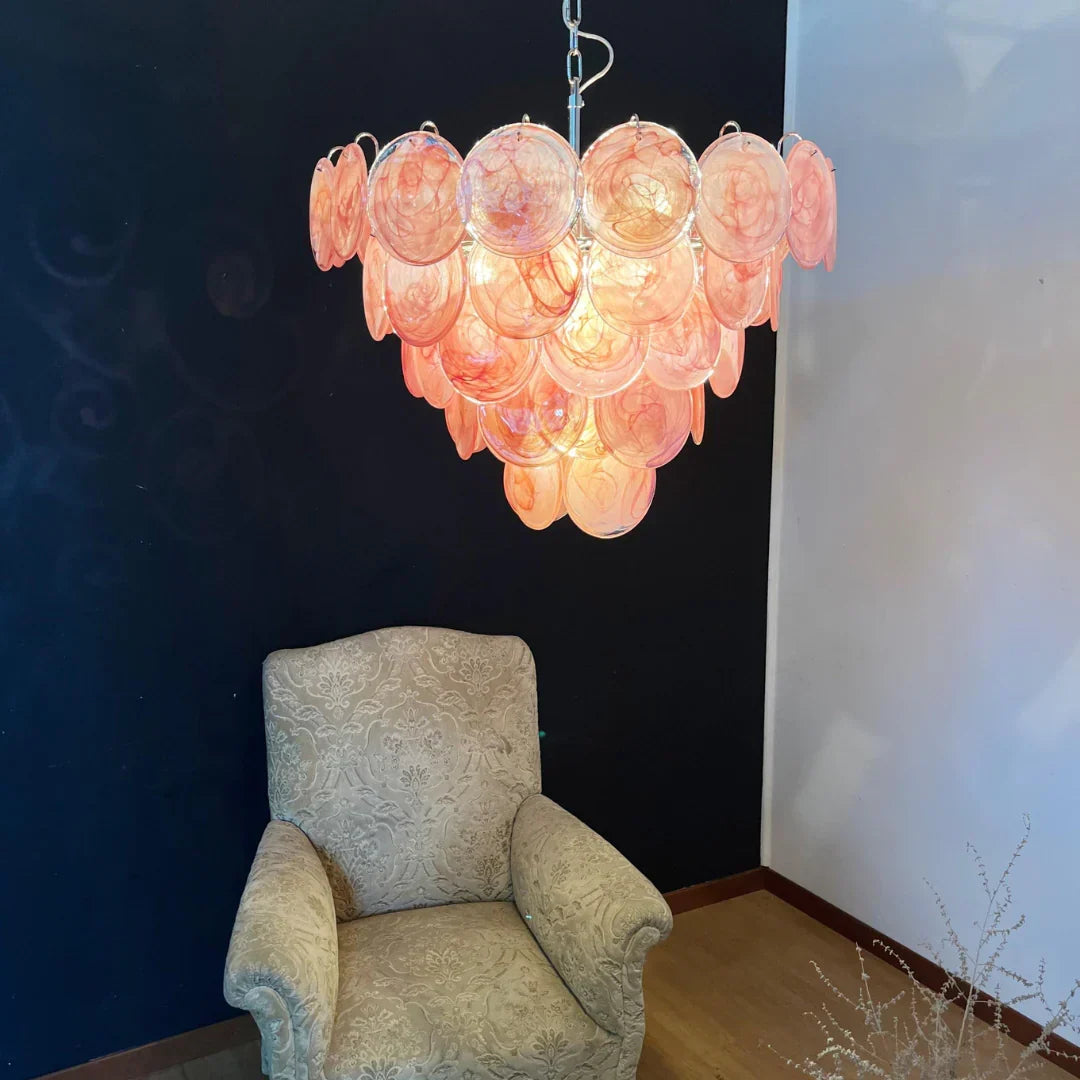 Elegant Pink Murano Disc Chandelier - view 4