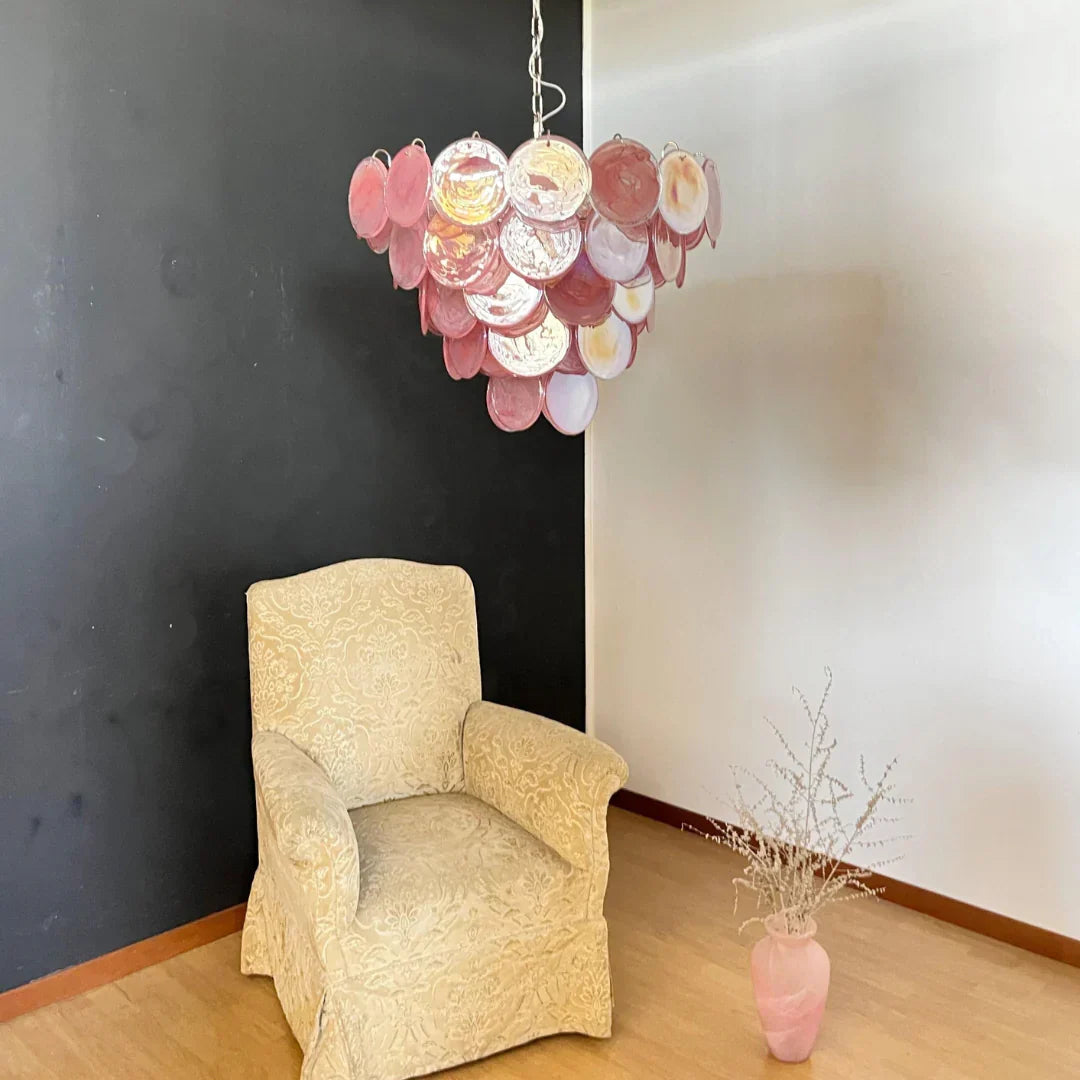 Elegant Pink Murano Disc Chandelier - view 6