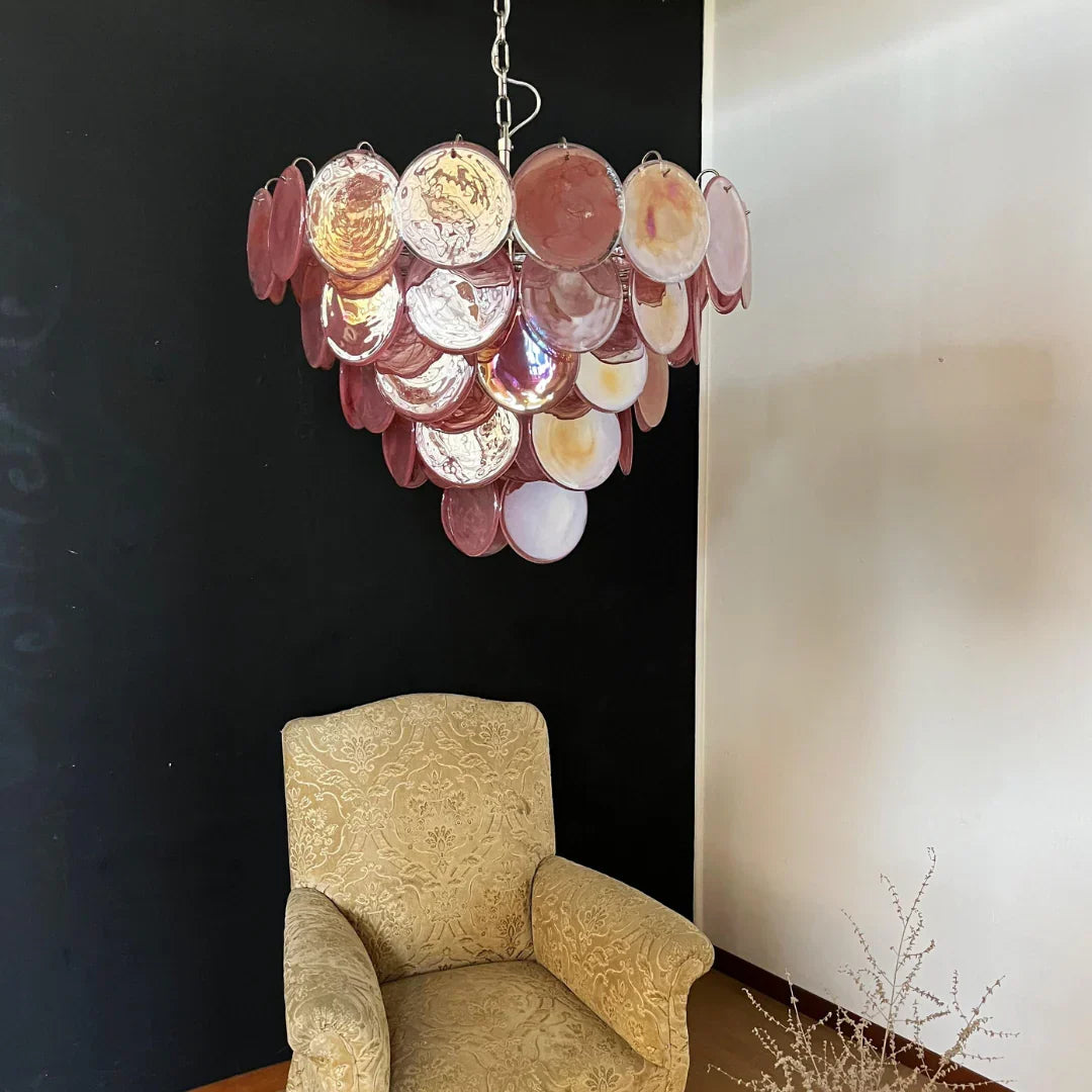Elegant Pink Murano Disc Chandelier - view 14