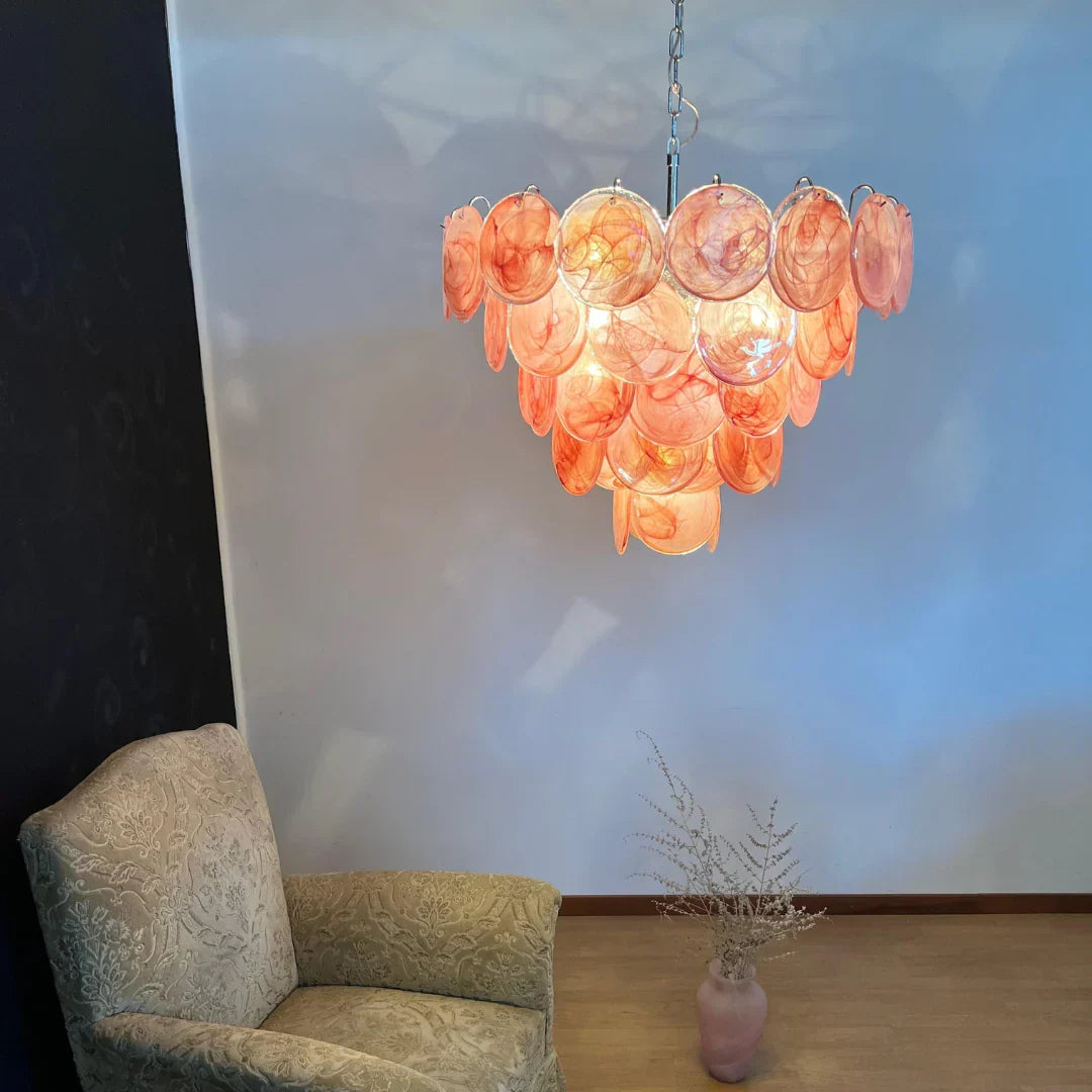 Elegant Pink Murano Disc Chandelier - view 13