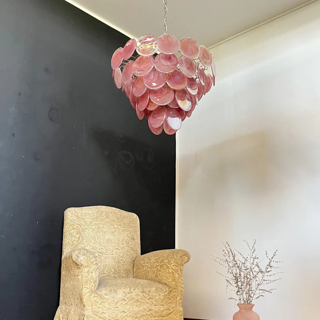 Elegant Pink Murano Disc Chandelier - view 16