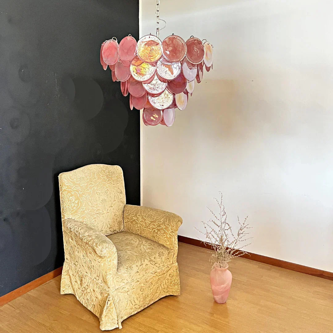 Elegant Pink Murano Disc Chandelier - view 5
