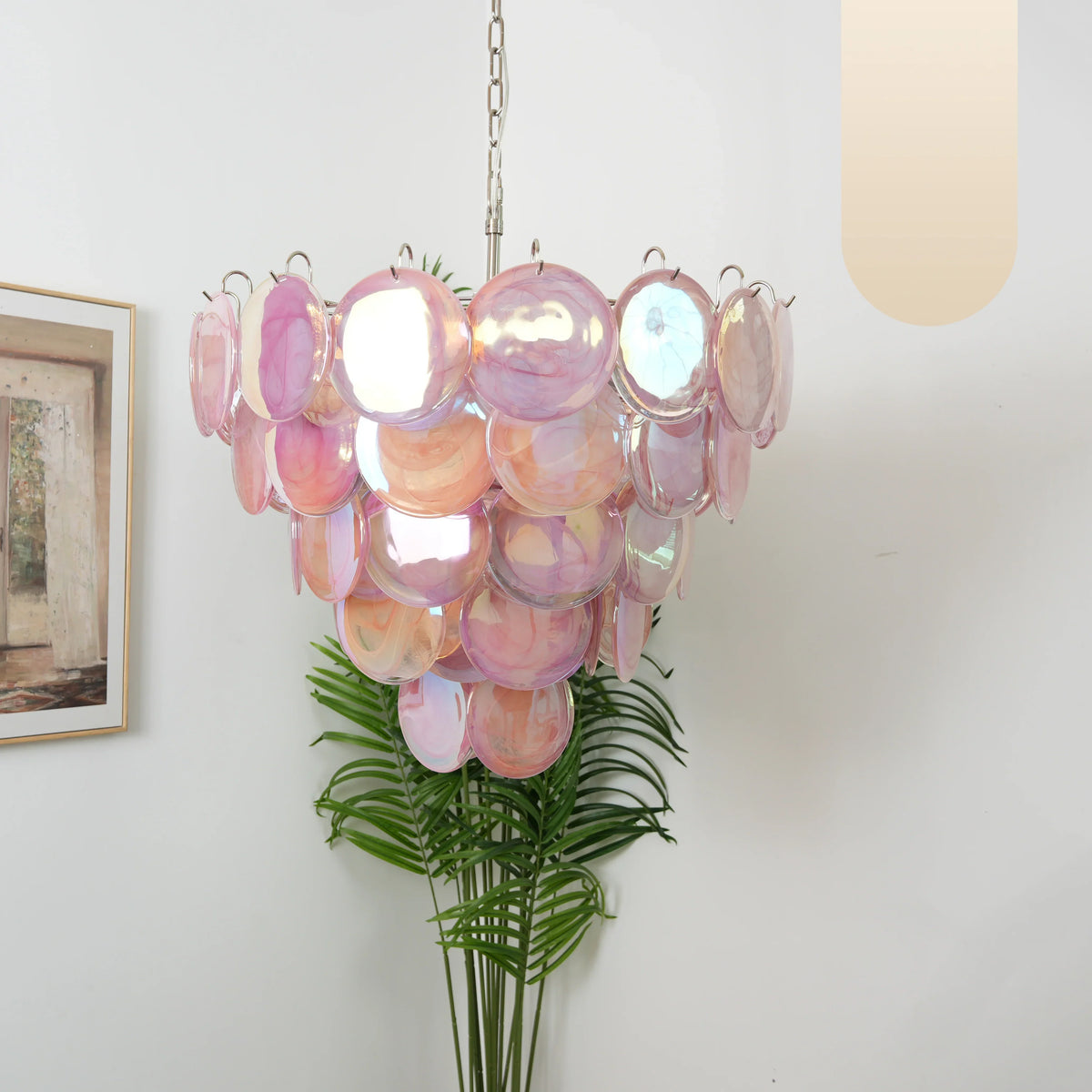 Elegant Pink Murano Disc Chandelier - view 20
