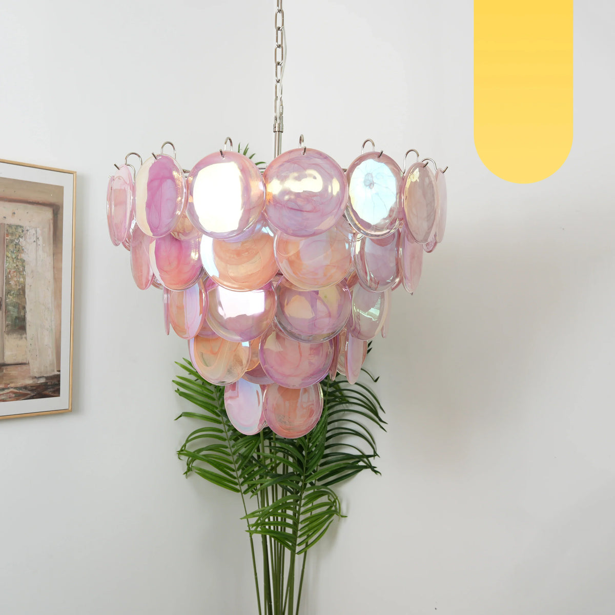 Elegant Pink Murano Disc Chandelier - view 21