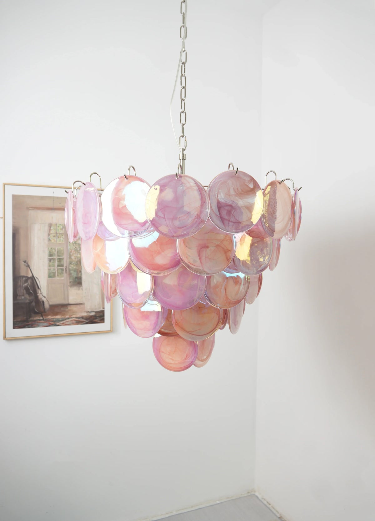 Elegant Pink Murano Disc Chandelier - view 3