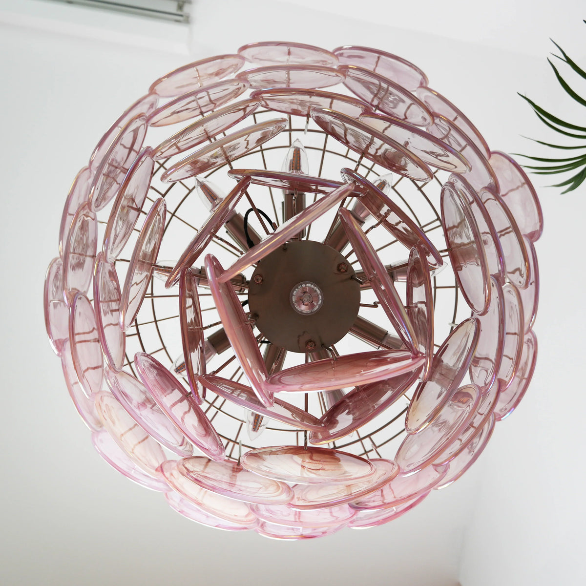 Elegant Pink Murano Disc Chandelier - view 17