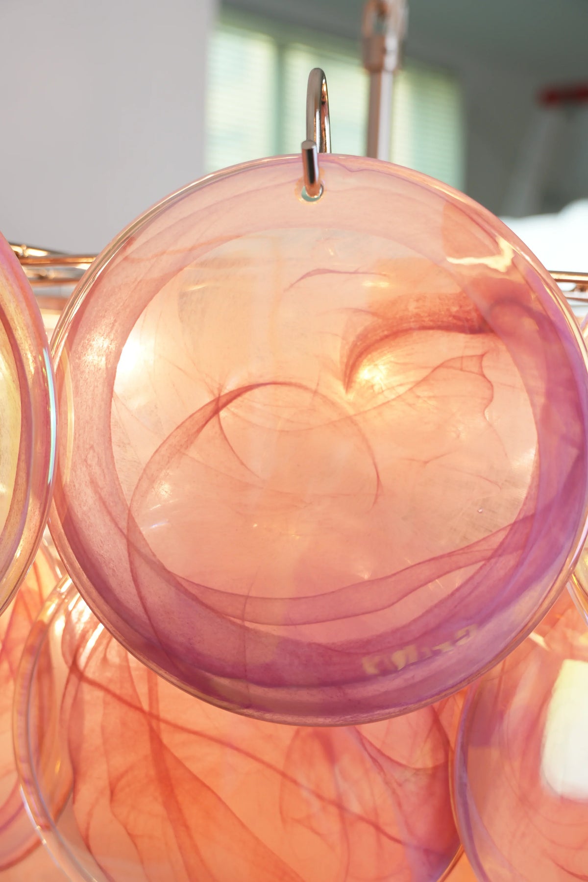 Elegant Pink Murano Disc Chandelier - view 18