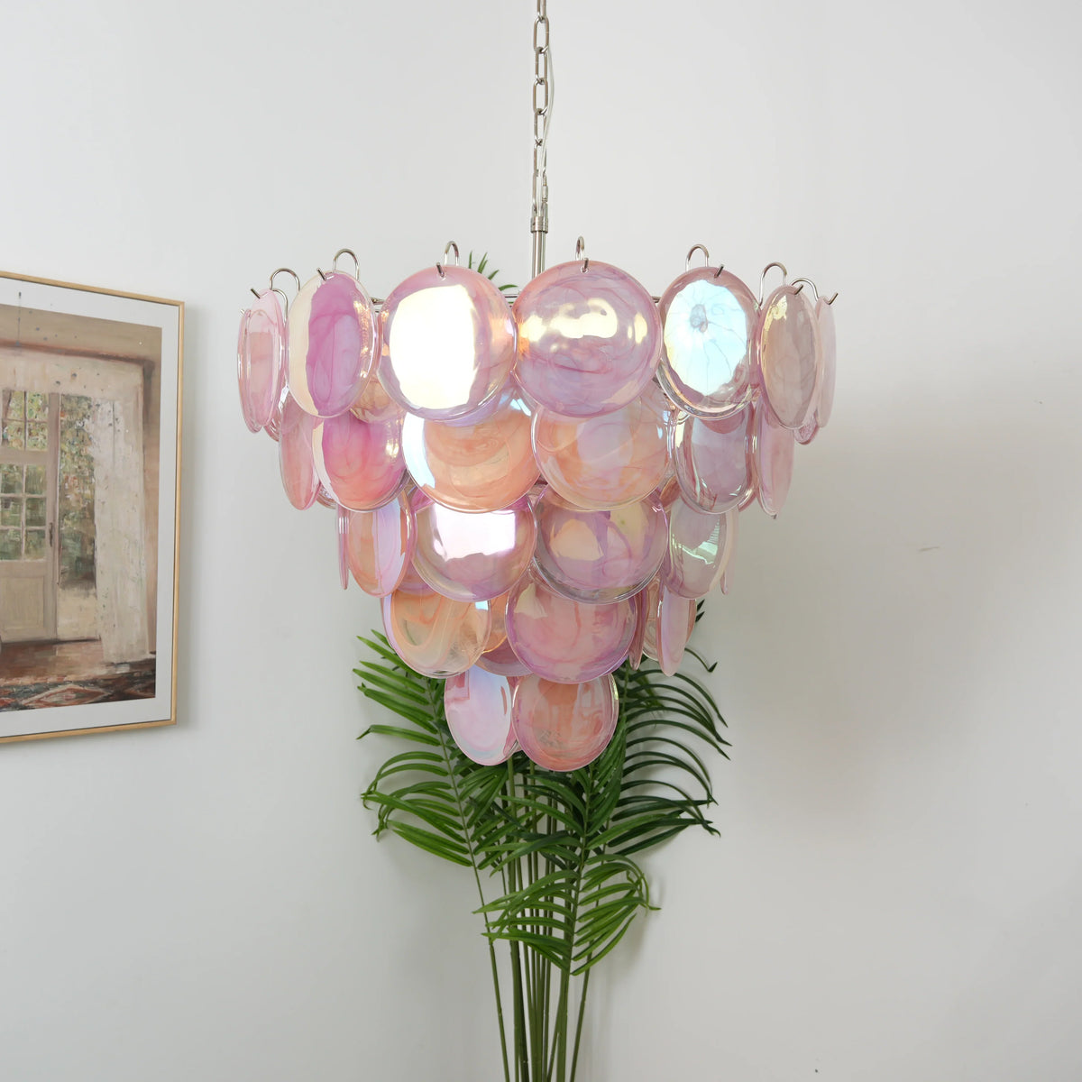 Elegant Pink Murano Disc Chandelier - view 9