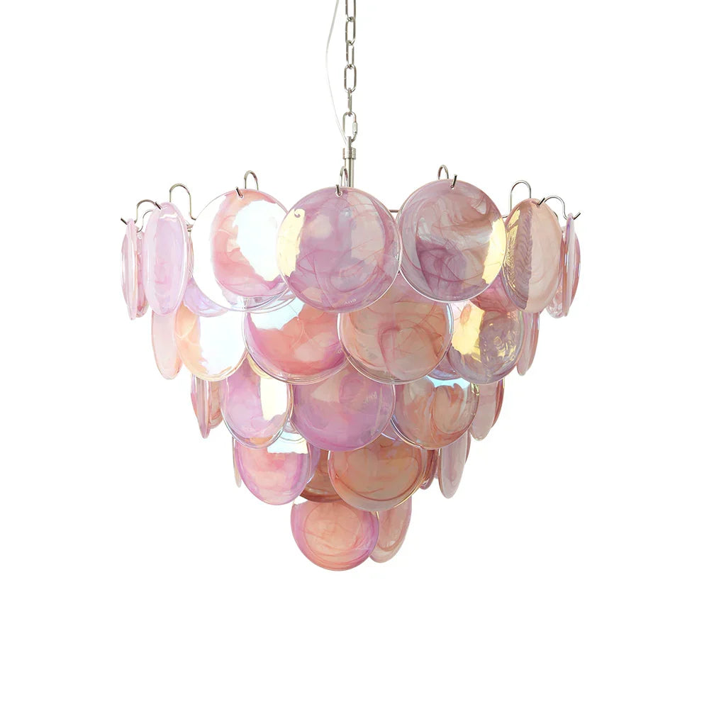 Elegant Pink Murano Disc Chandelier - view 22