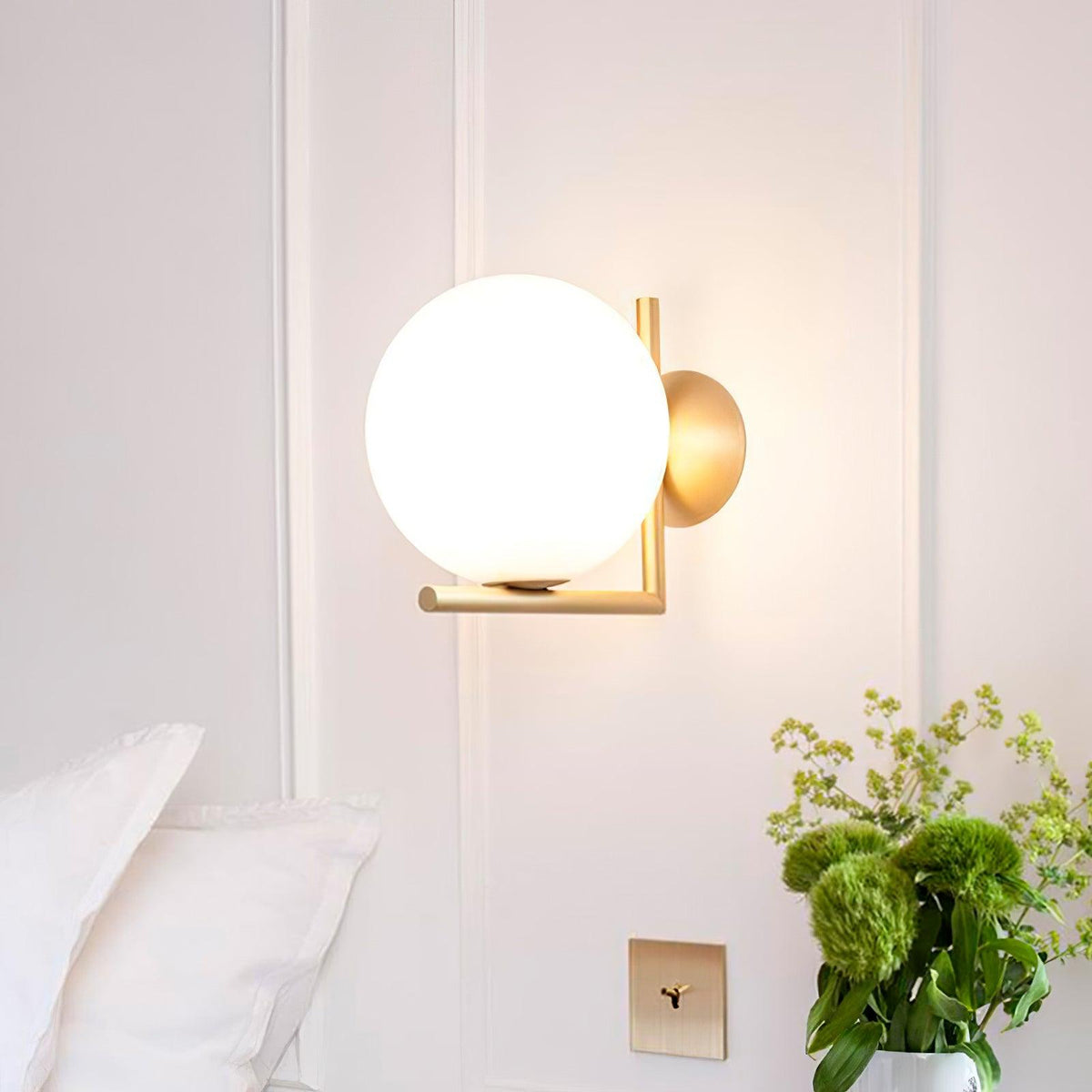 Blown Glass Opal Glass Wall Lamp - view 2