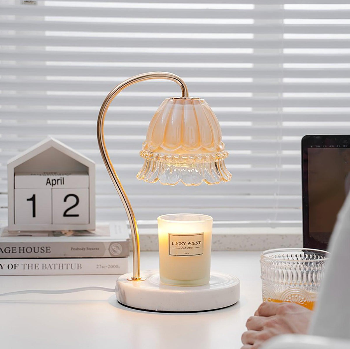 Lily Marble Warmer Table Lamp - view 2