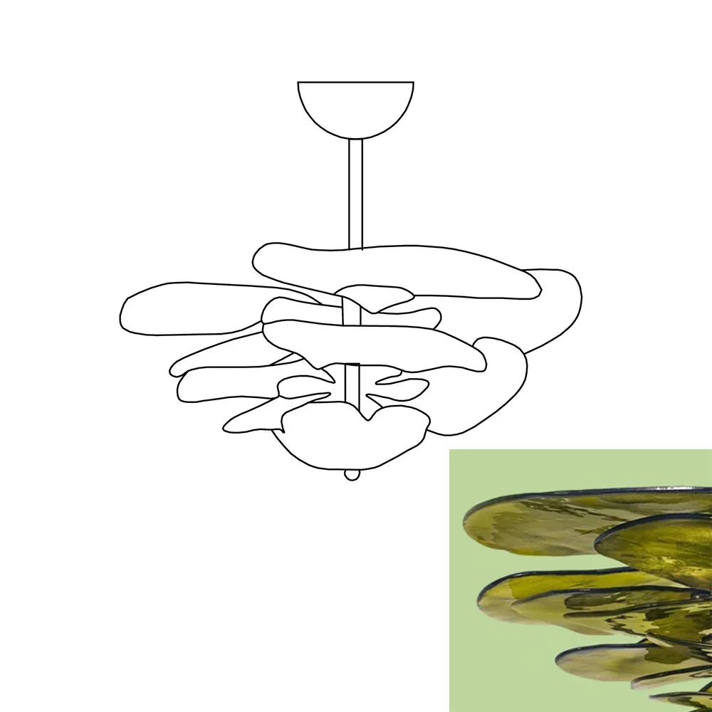 Textured Glass Leaf Green Chandelier - view 10