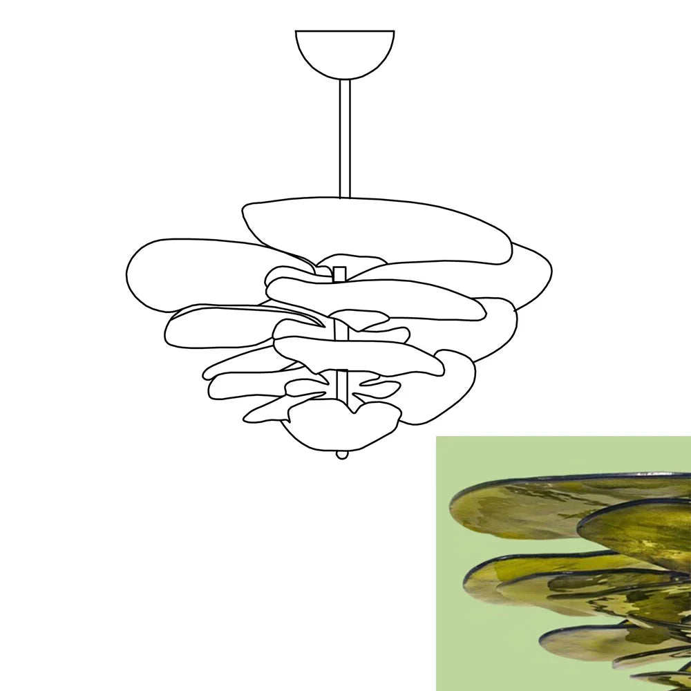 Textured Glass Leaf Green Chandelier - view 11