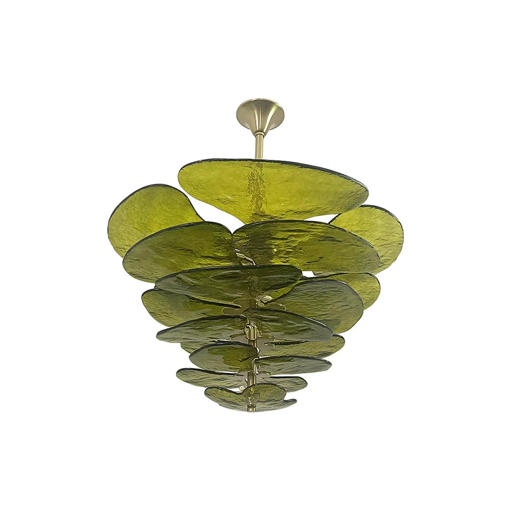 Textured Glass Leaf Green Chandelier - view 17