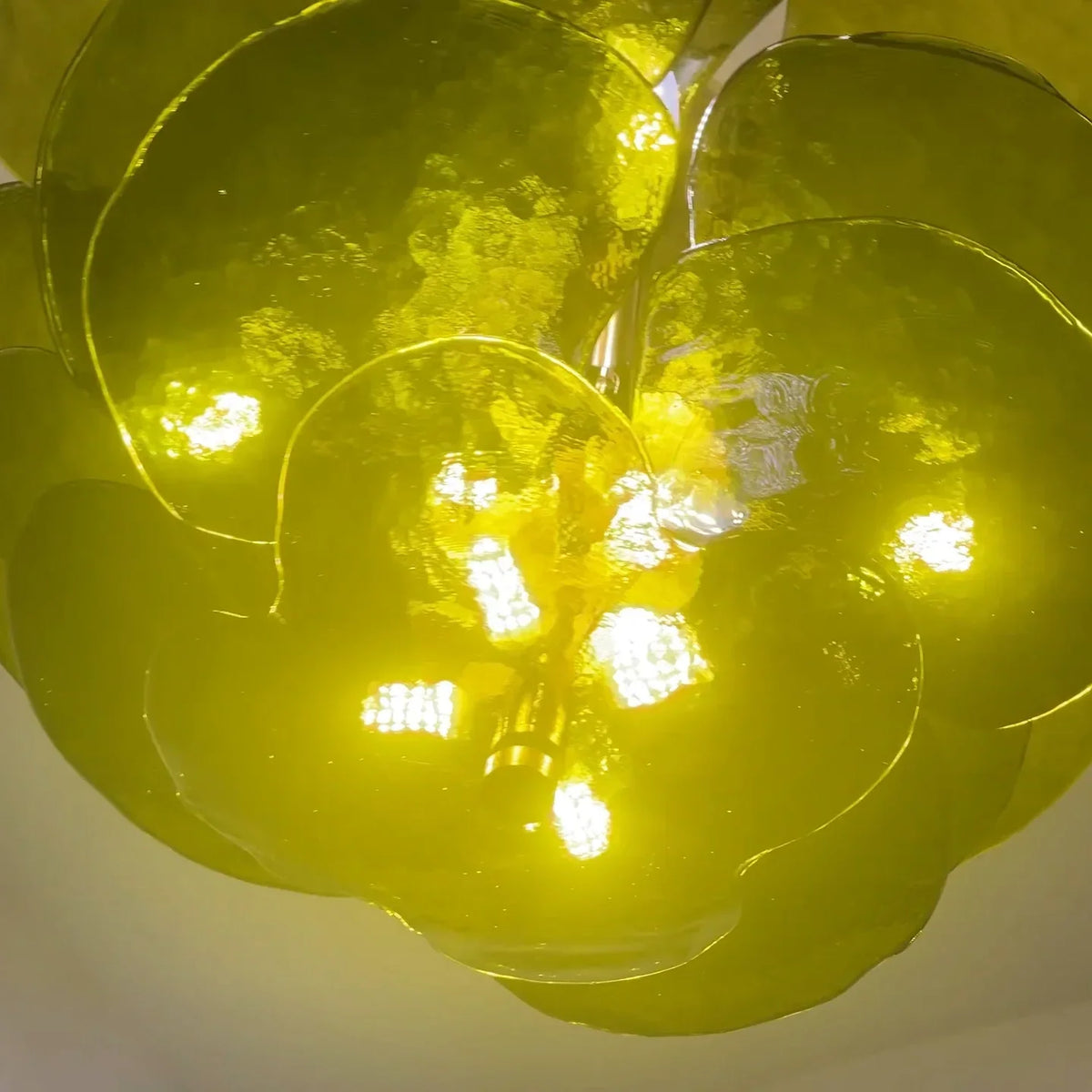 Textured Glass Leaf Green Chandelier - view 15