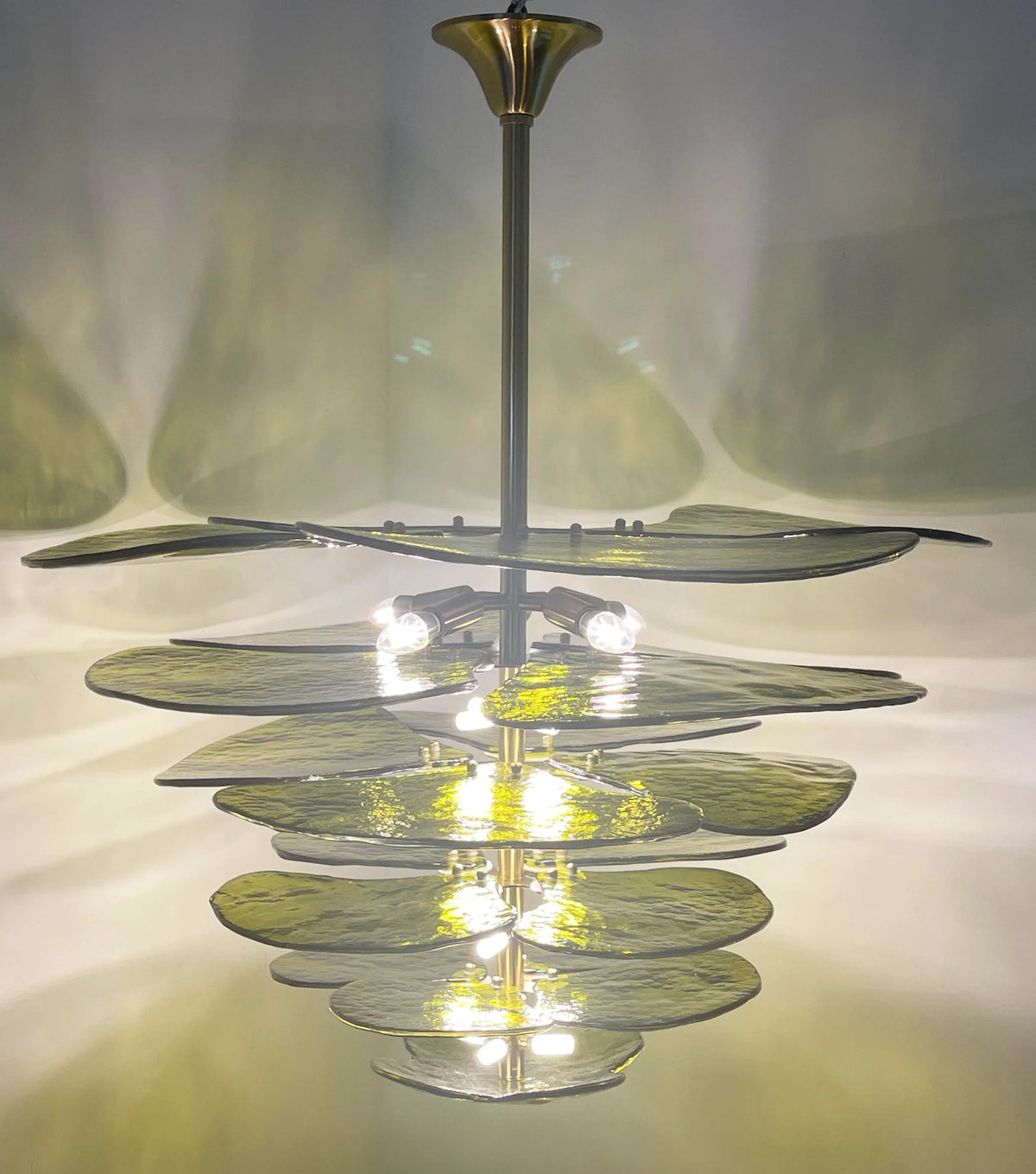 Textured Glass Leaf Green Chandelier - view 5
