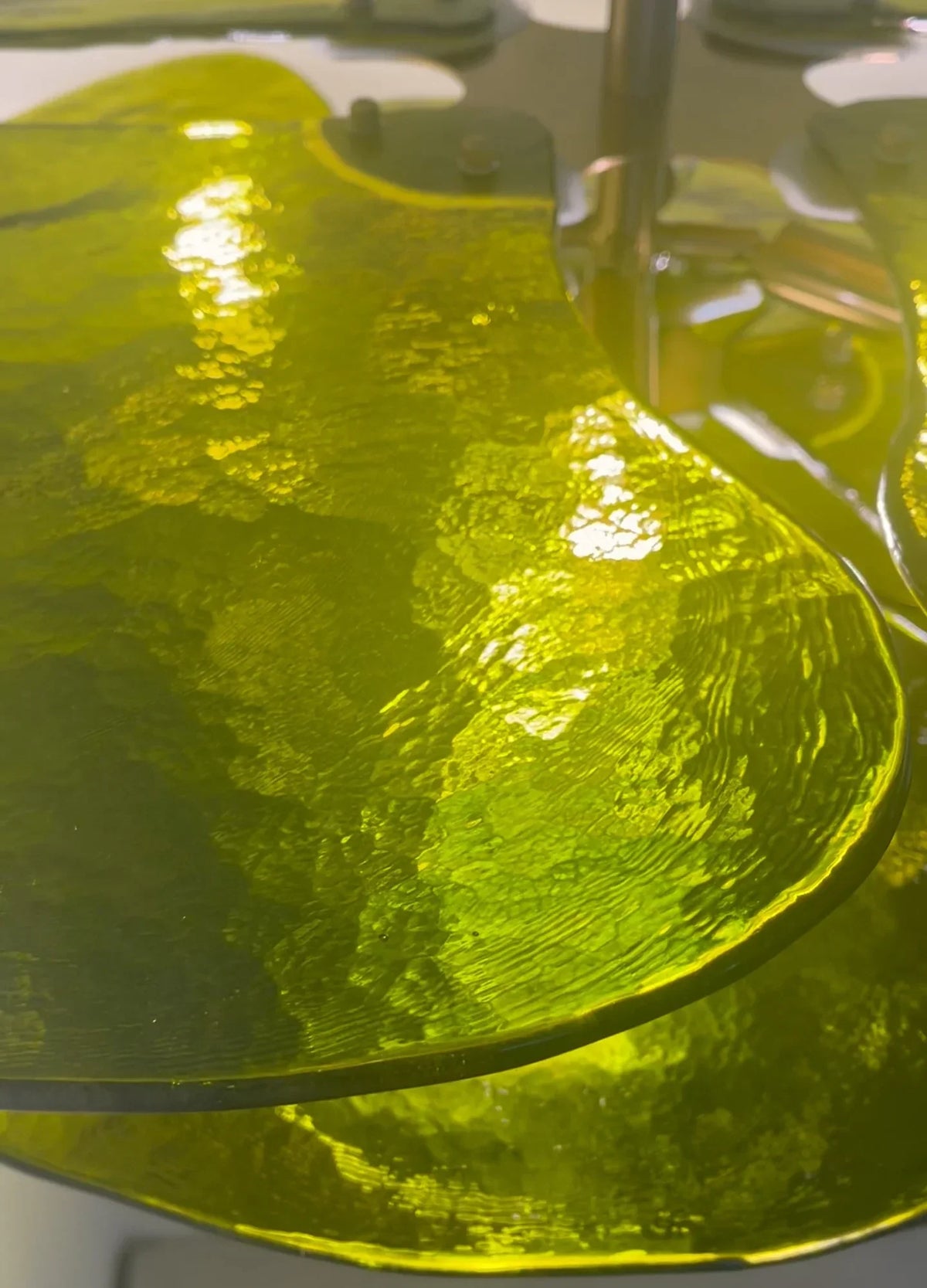 Textured Glass Leaf Green Chandelier - view 16