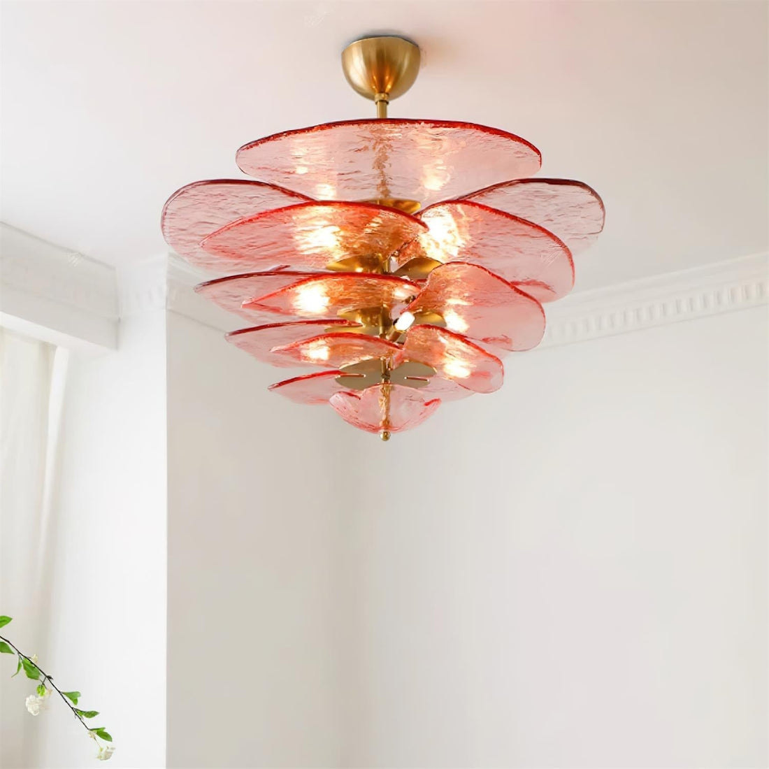 Lotus Leaf Layered Glass Chandelier
