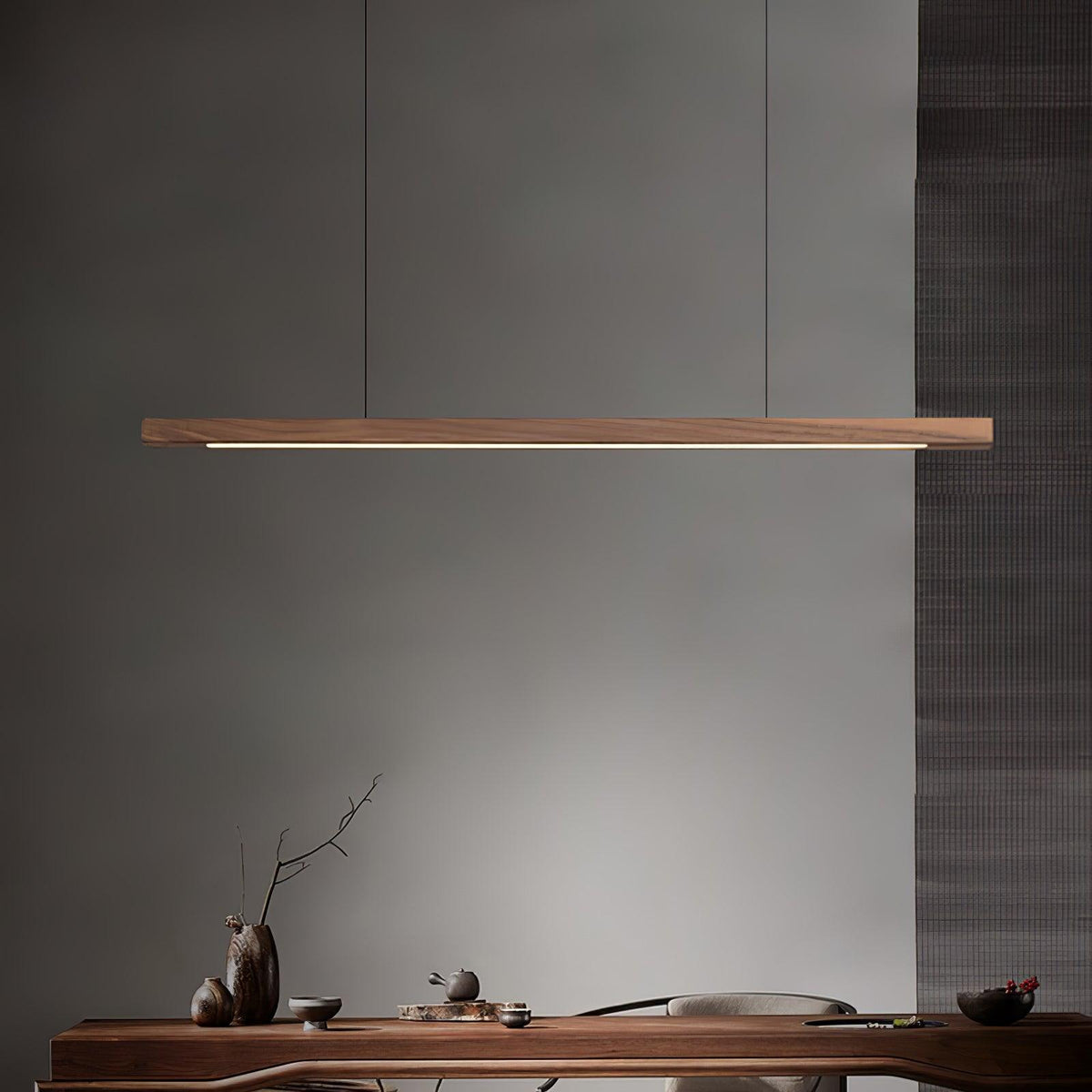 Linear Wooden Pendant Light - view 2
