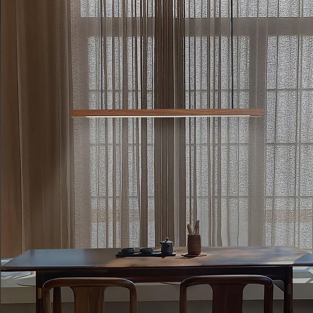 Linear Wooden Pendant Light - view 3