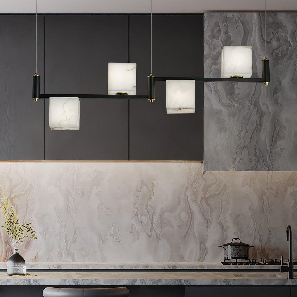 Alabaster Square Box Chandelier - view 4
