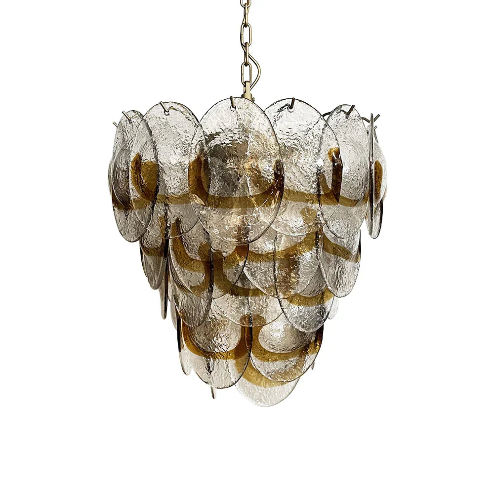 Mazzega Murano Transparent Amber Glasses Chandelier - view 23