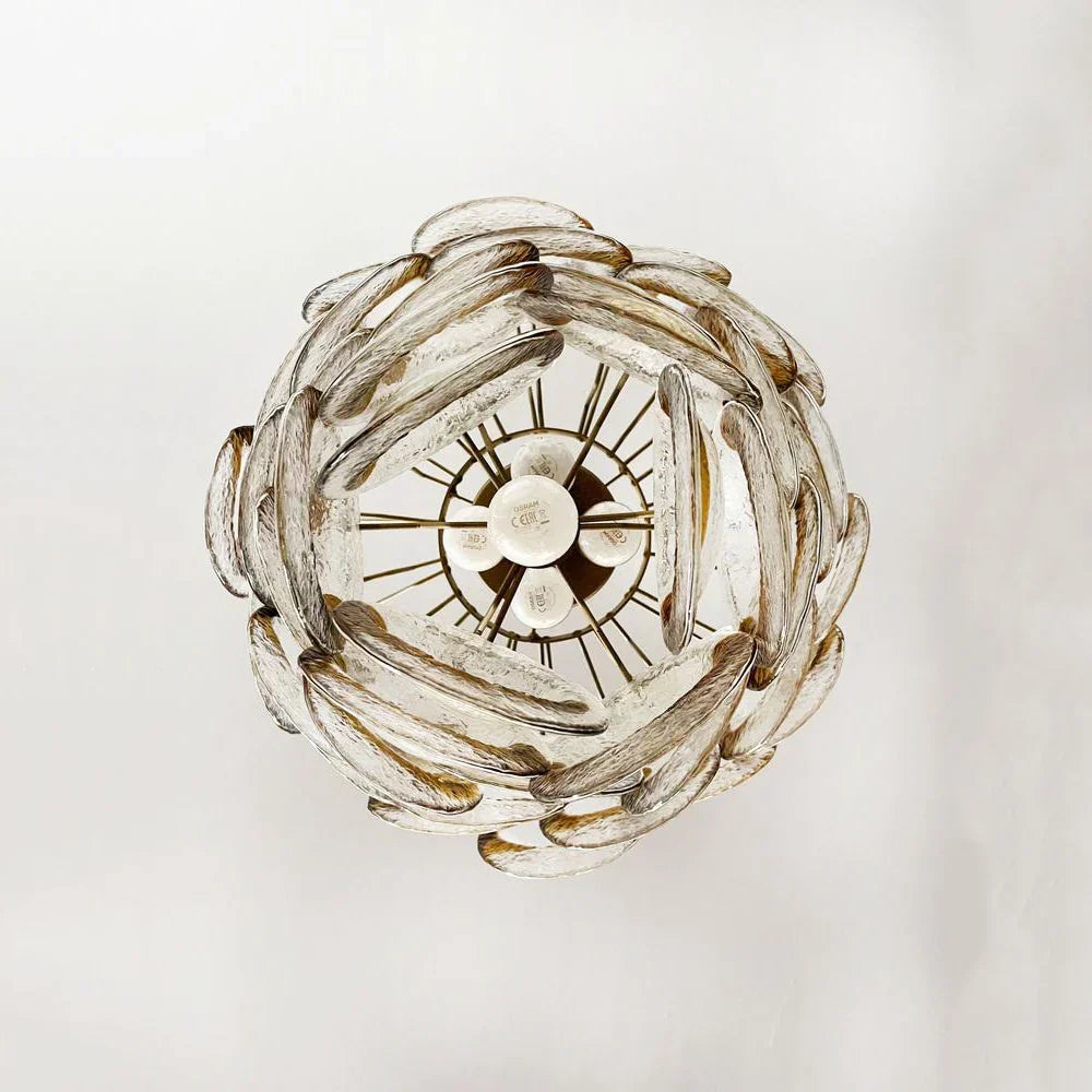 Mazzega Murano Transparent Amber Glasses Chandelier - view 16