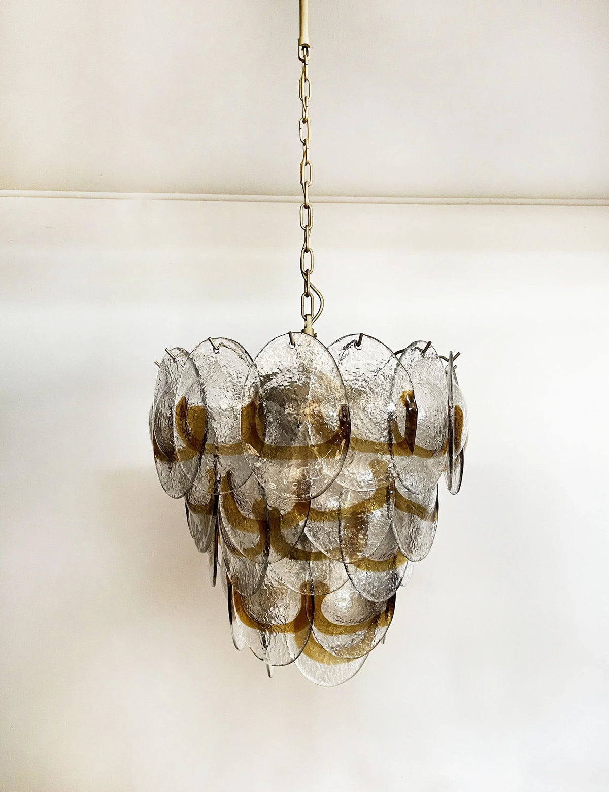 Mazzega Murano Transparent Amber Glasses Chandelier - view 12