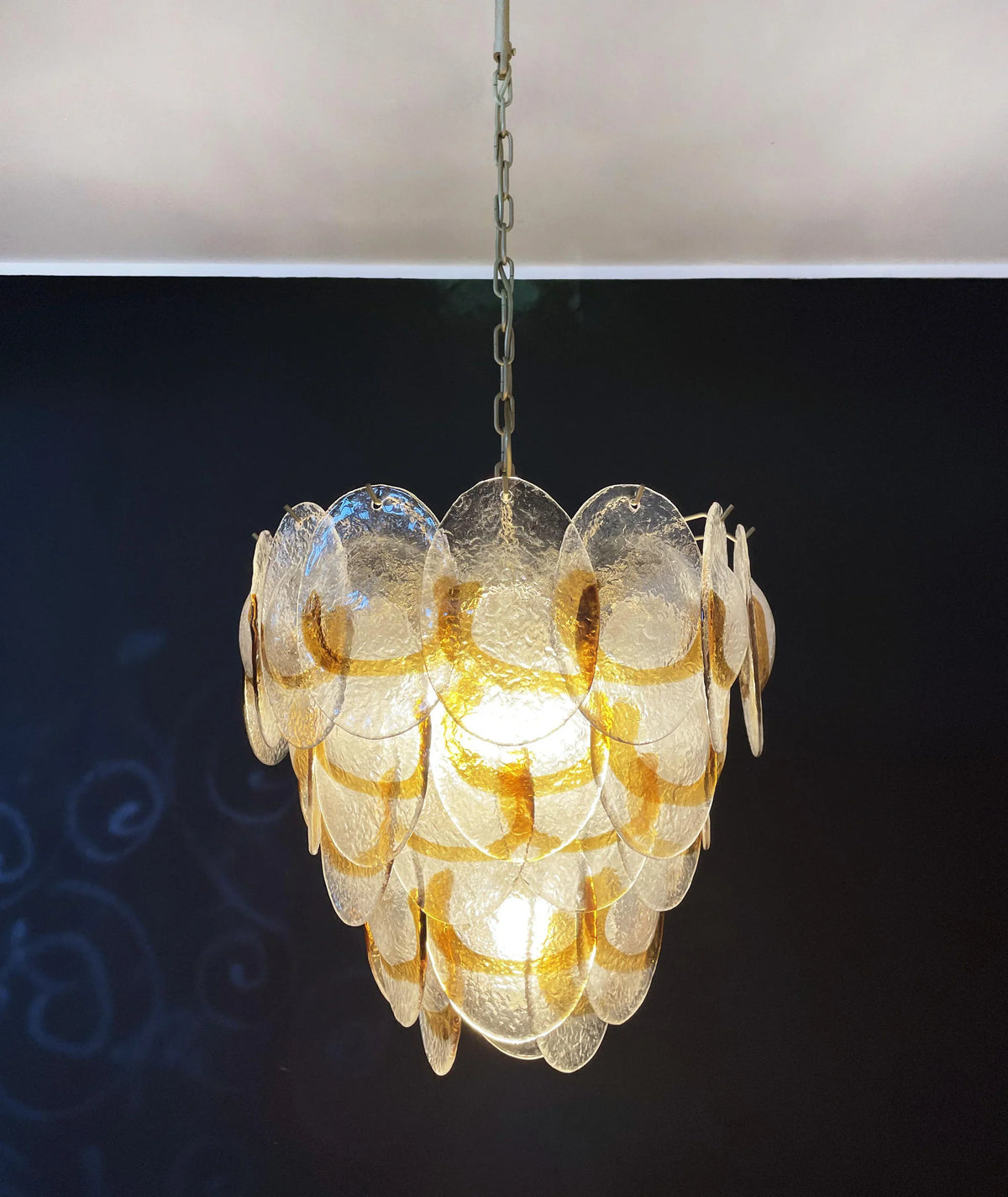 Mazzega Murano Transparent Amber Glasses Chandelier - view 10