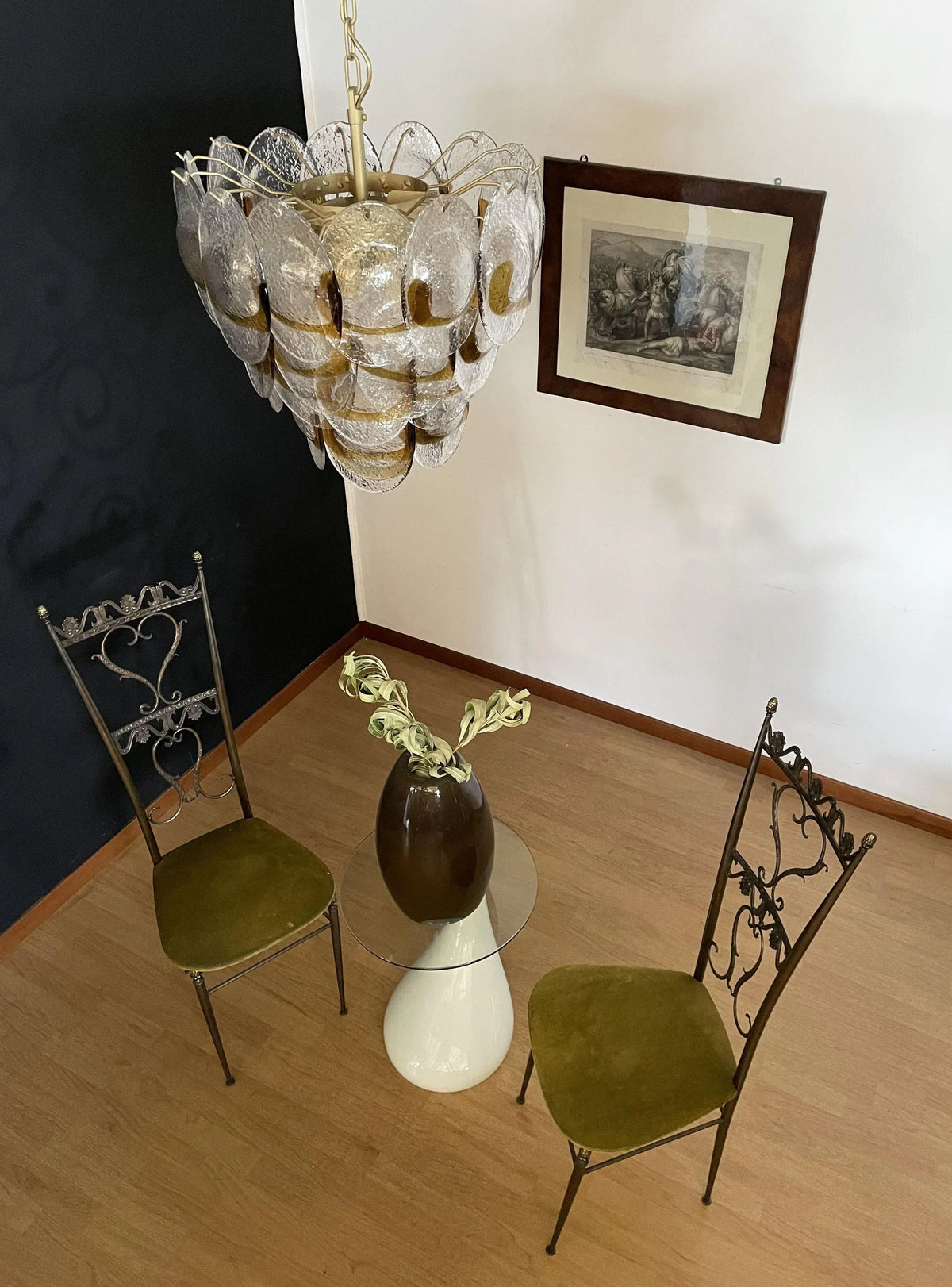 Mazzega Murano Transparent Amber Glasses Chandelier - view 6