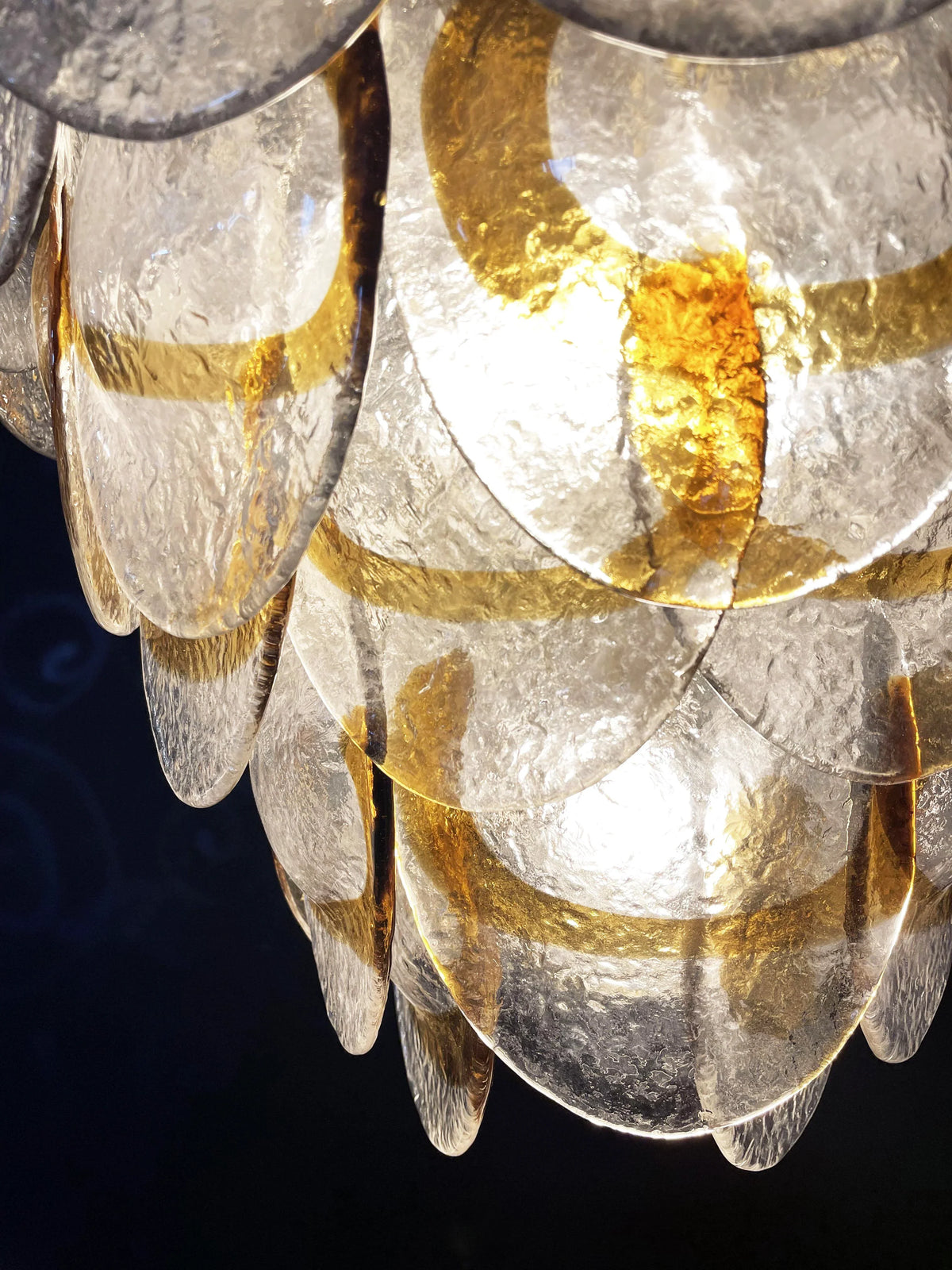 Mazzega Murano Transparent Amber Glasses Chandelier - view 18