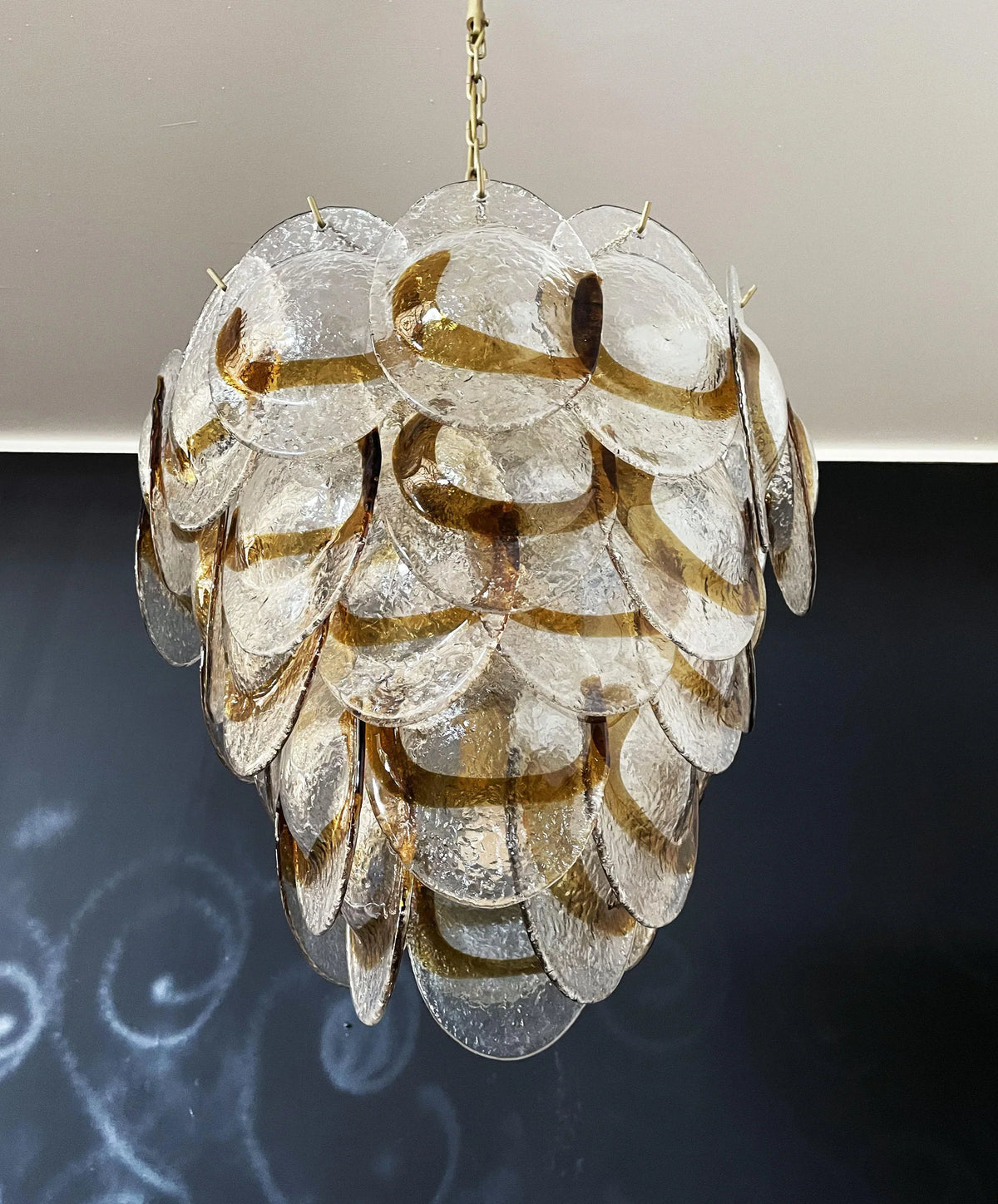 Mazzega Murano Transparent Amber Glasses Chandelier - view 14