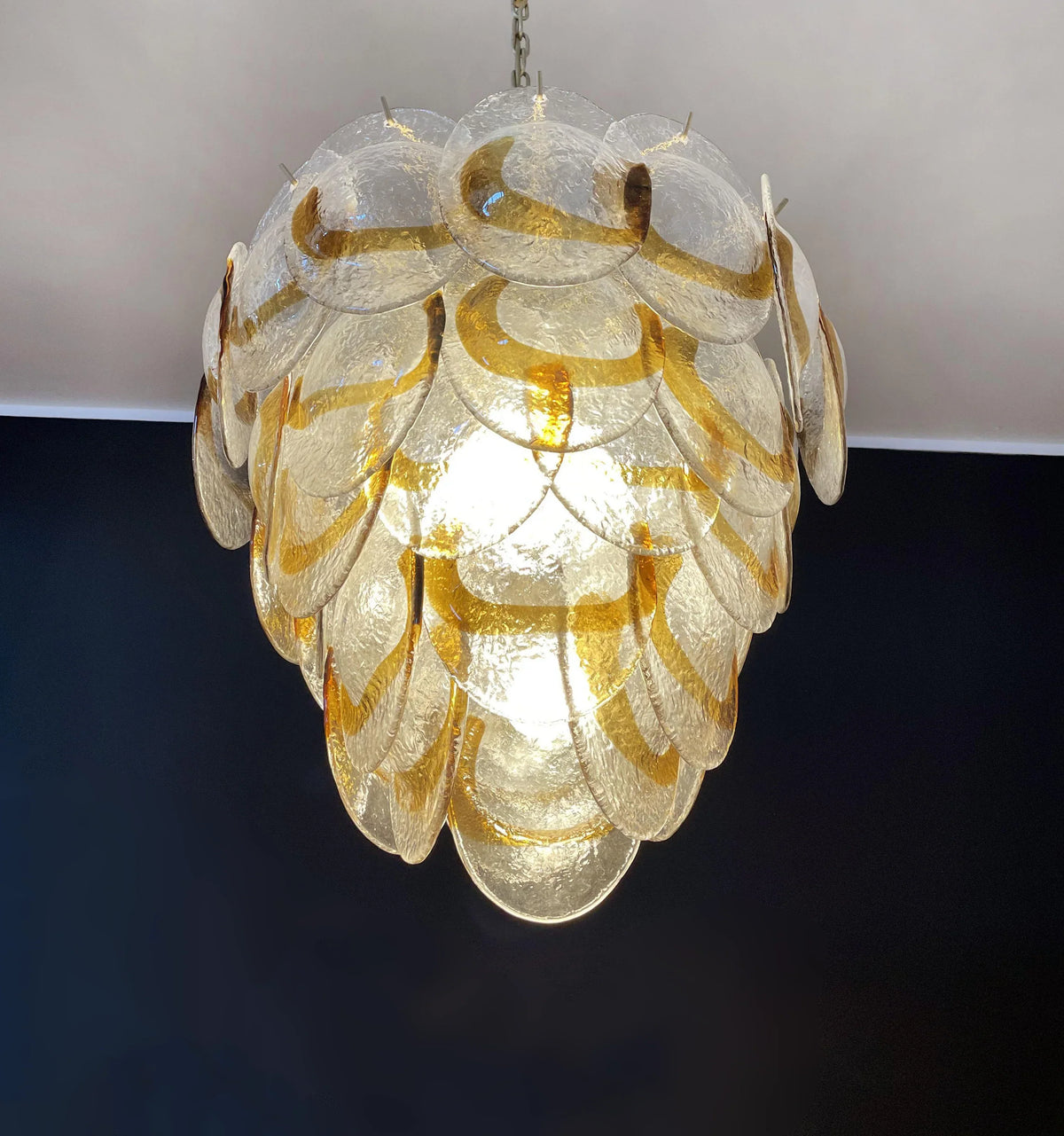 Mazzega Murano Transparent Amber Glasses Chandelier - view 13