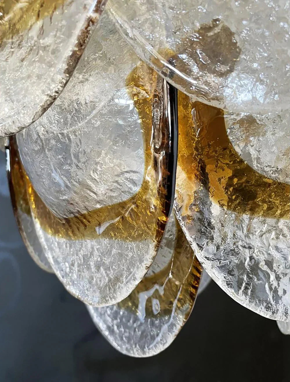 Mazzega Murano Transparent Amber Glasses Chandelier - view 19
