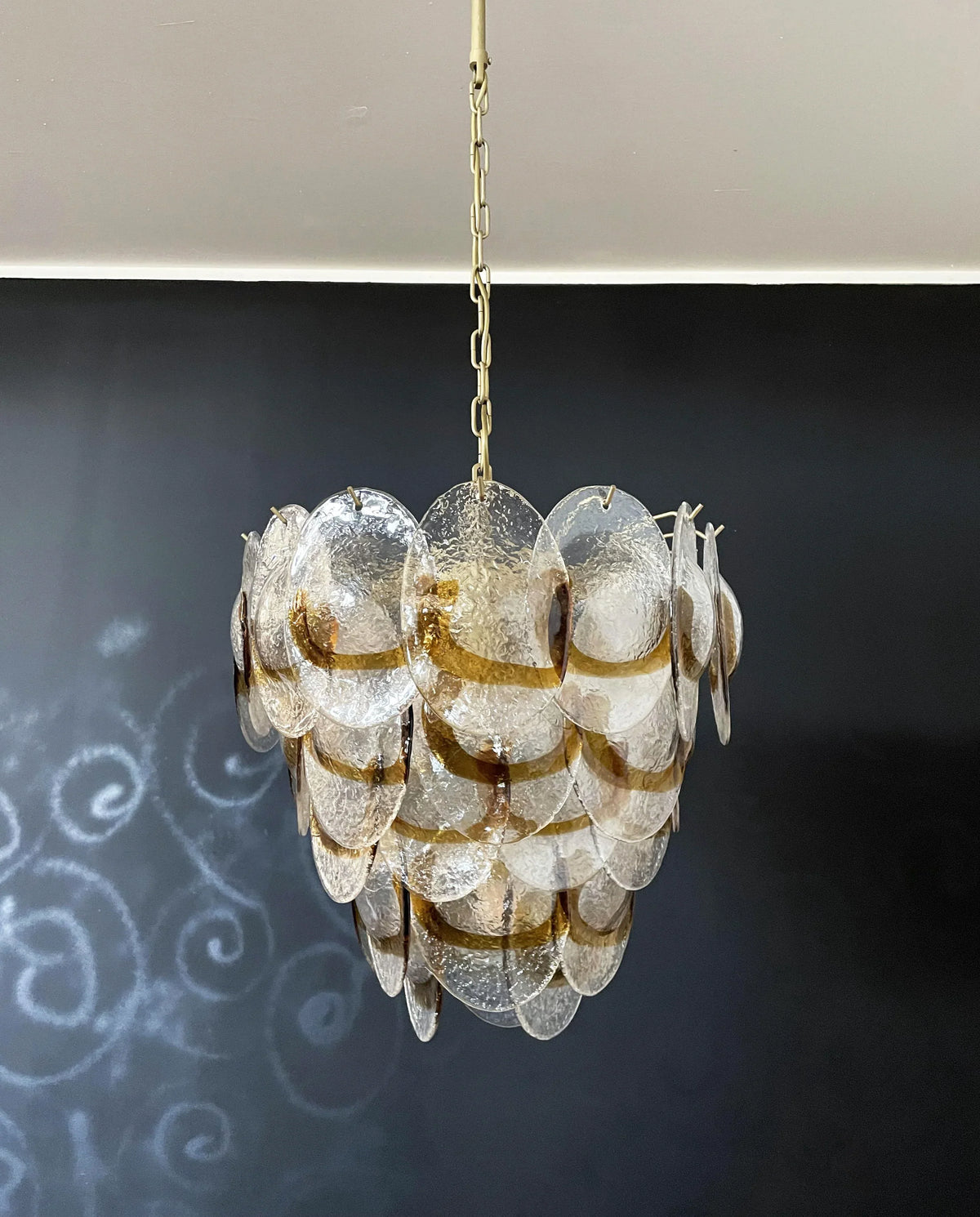 Mazzega Murano Transparent Amber Glasses Chandelier - view 11