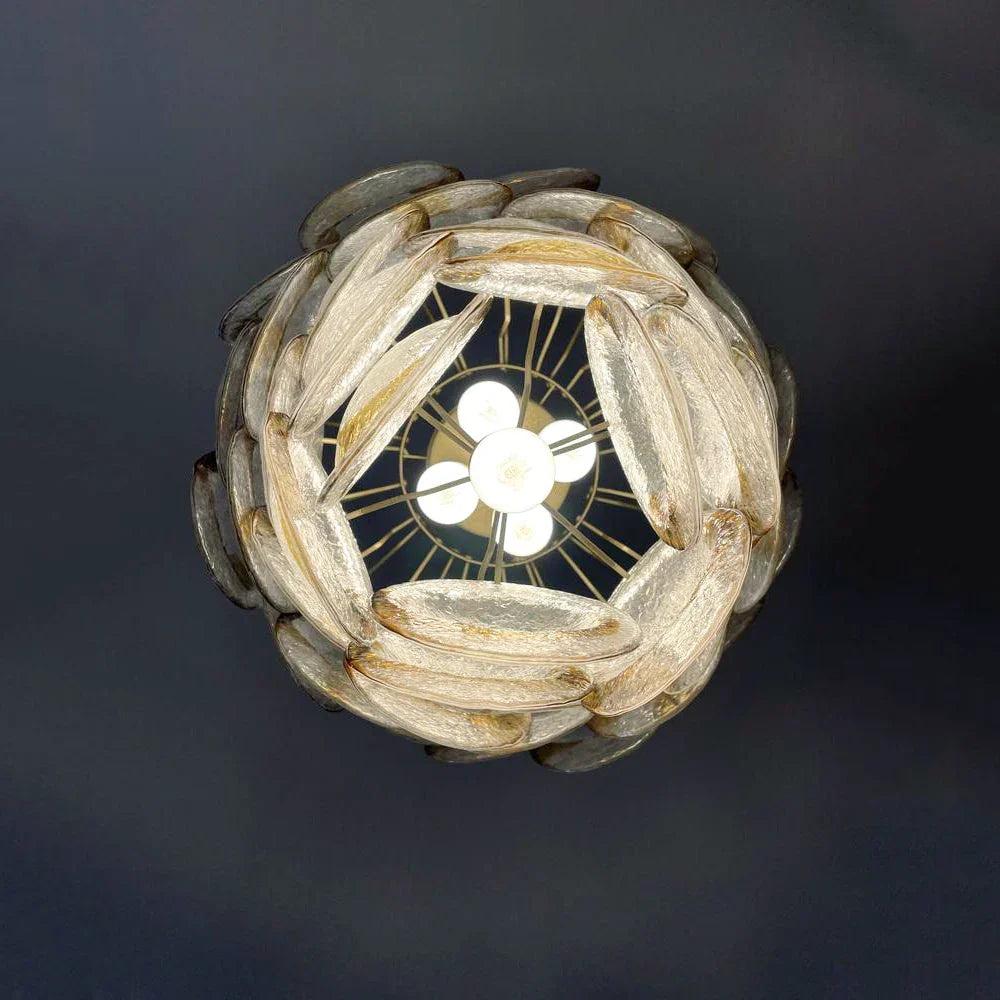Mazzega Murano Transparent Amber Glasses Chandelier - view 15