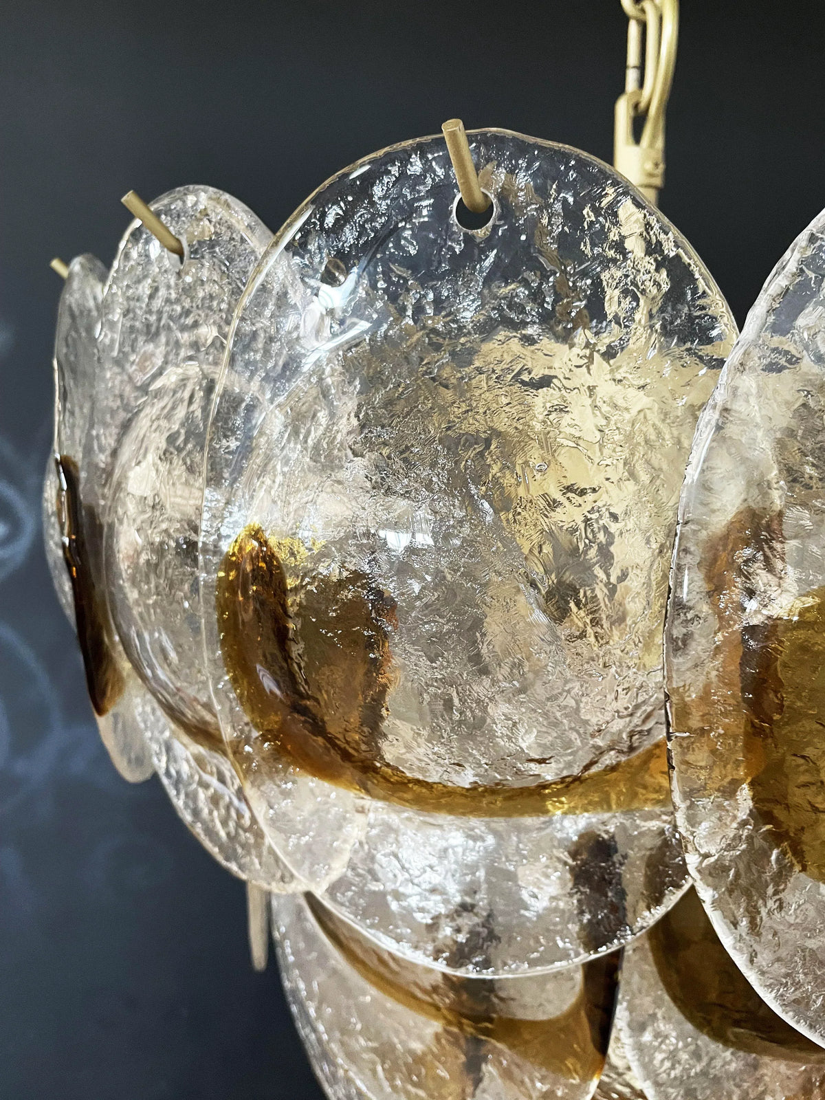 Mazzega Murano Transparent Amber Glasses Chandelier - view 17