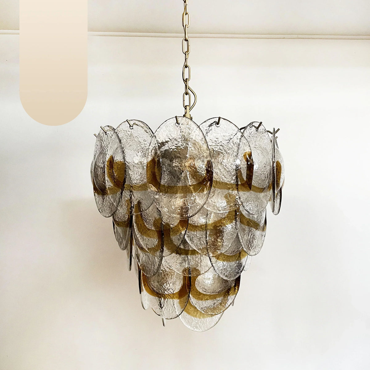 Mazzega Murano Transparent Amber Glasses Chandelier - view 20