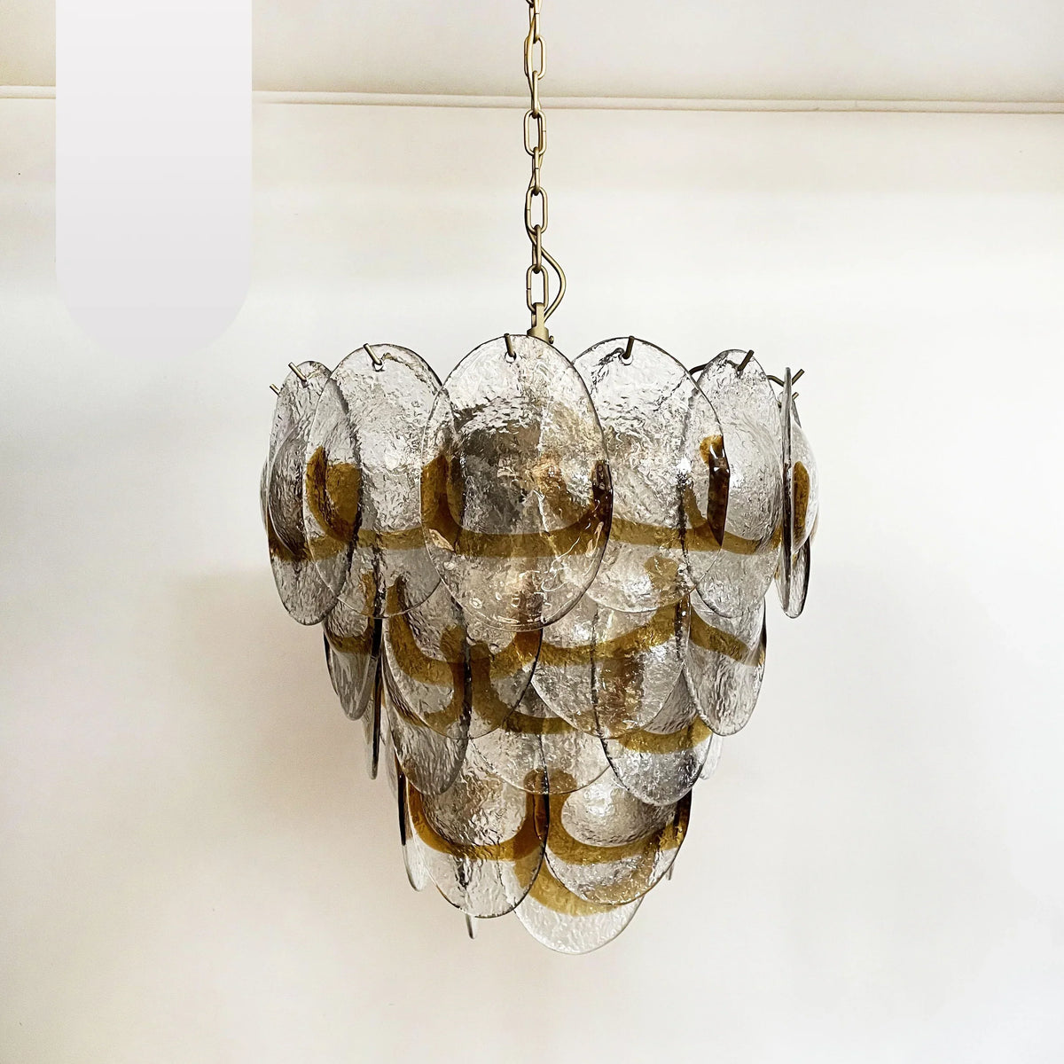 Mazzega Murano Transparent Amber Glasses Chandelier - view 21