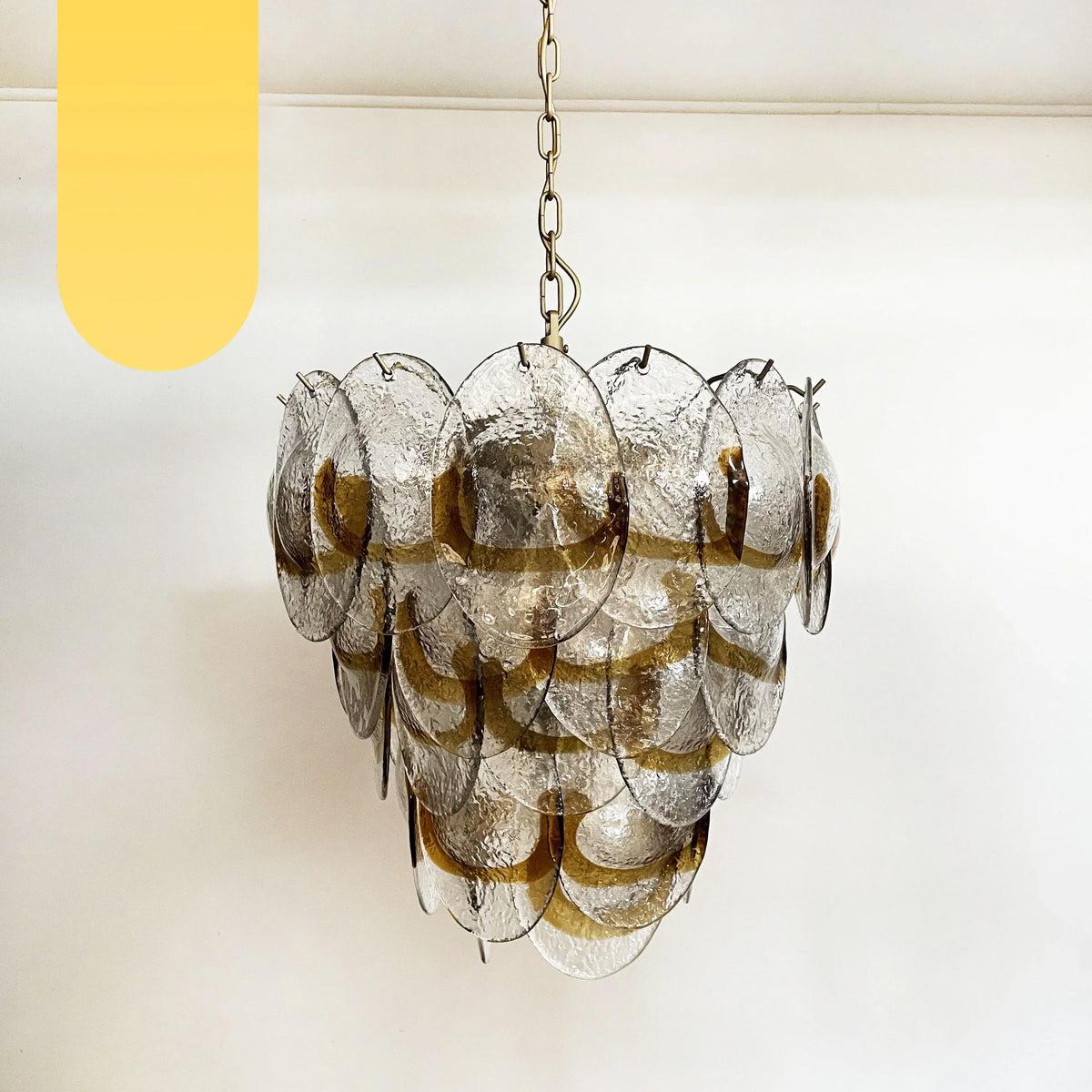 Mazzega Murano Transparent Amber Glasses Chandelier - view 22