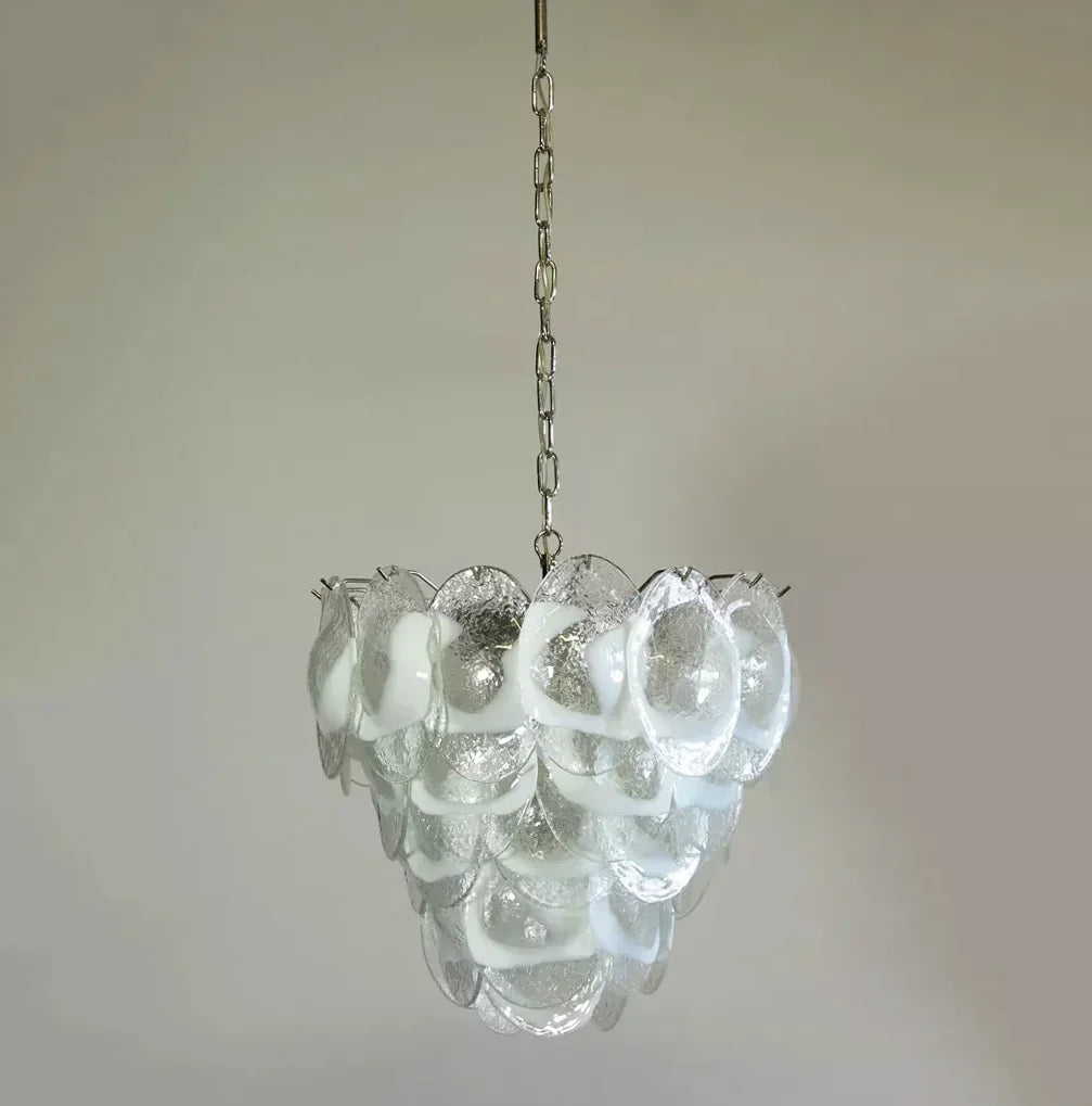Mazzega Murano Transparent White Glasses Chandelier