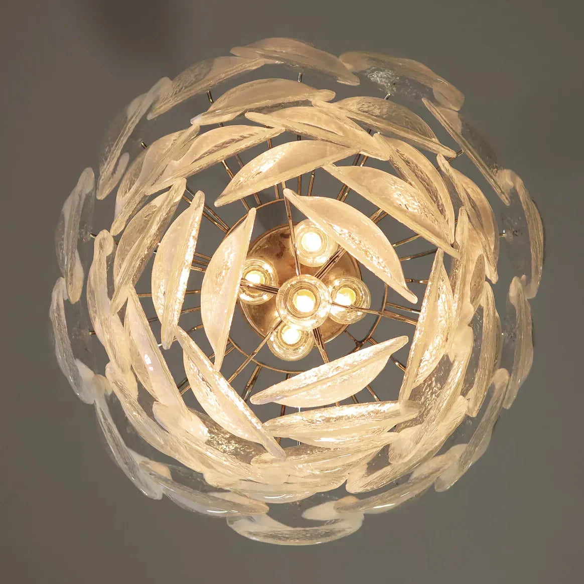 Mazzega Murano Transparent White Glasses Chandelier