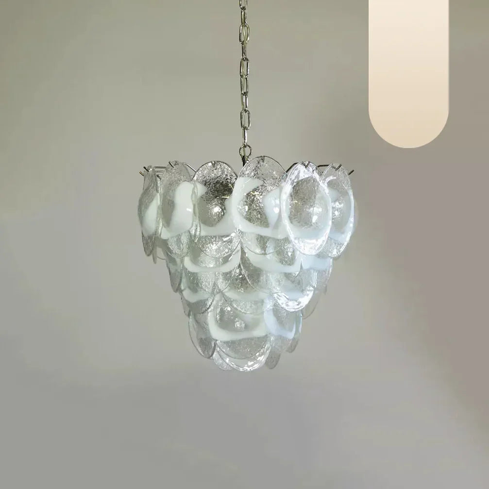 Mazzega Murano Transparent White Glasses Chandelier