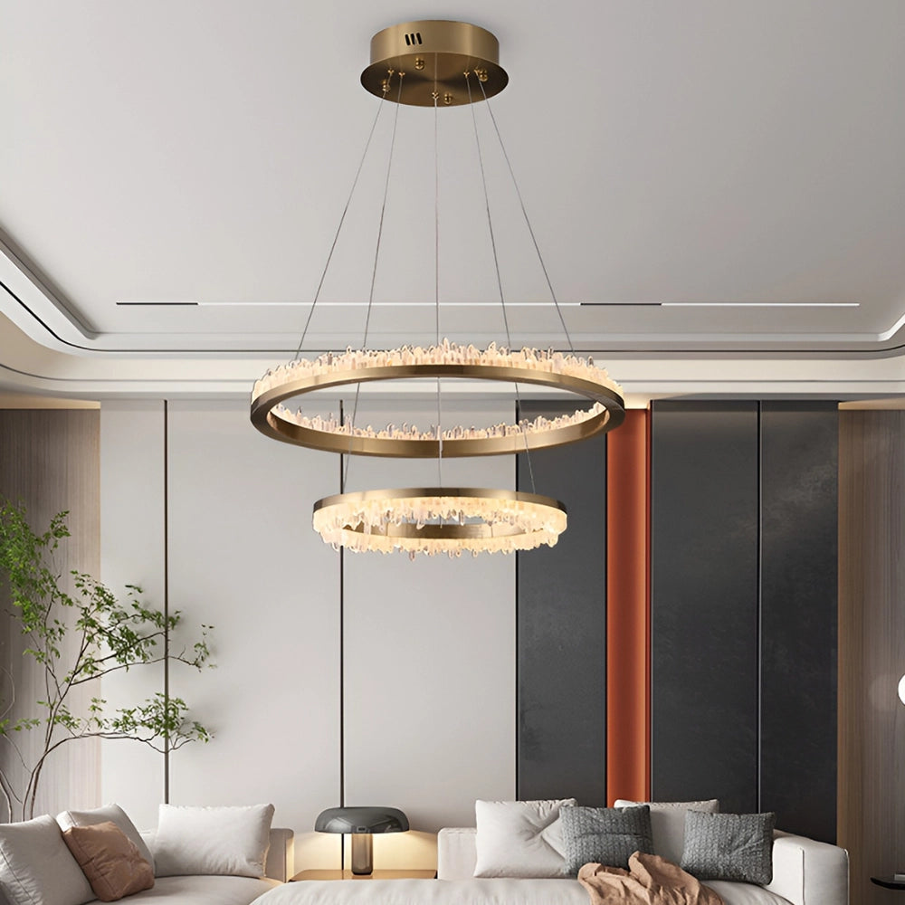 Minimalistic Crystal Quartz LED Chandelier