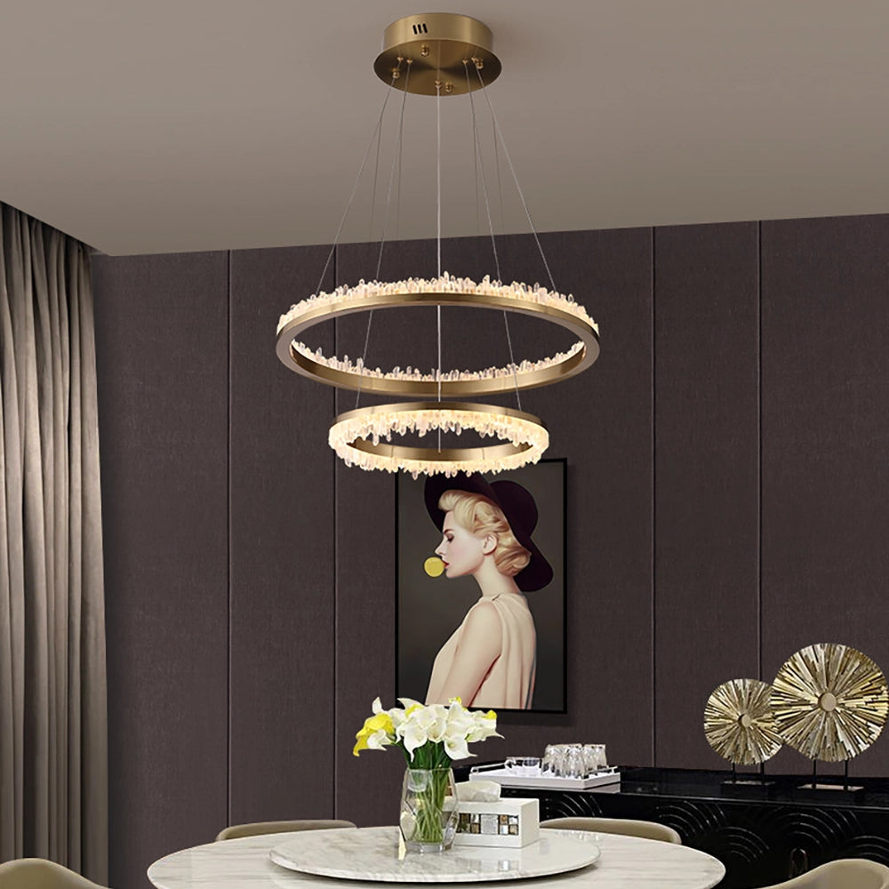 Minimalistic Crystal Quartz LED Chandelier