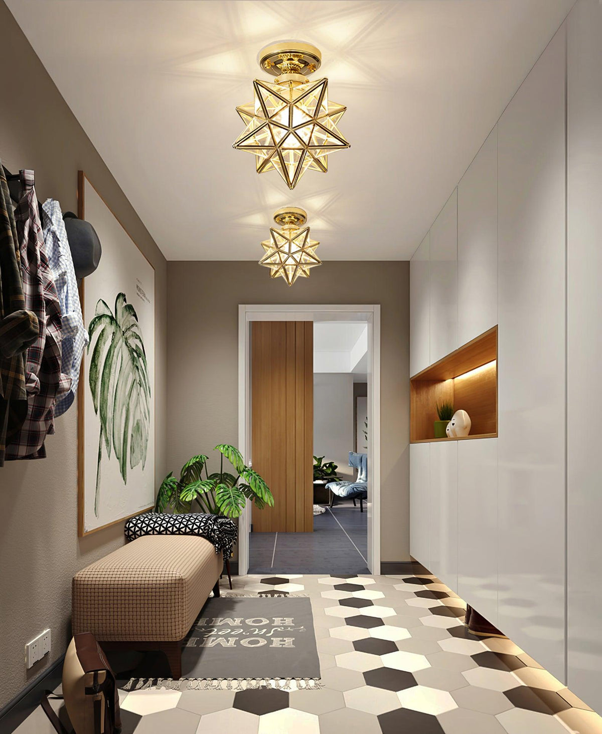 Brass Star Ceiling Light 7.9 Inch