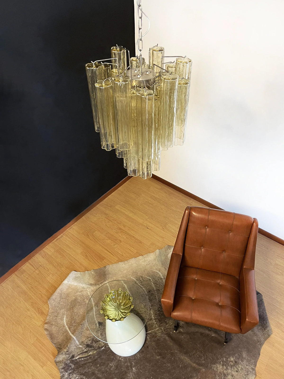 Fantastic Amber Murano Glass Tube Chandelier - view 7