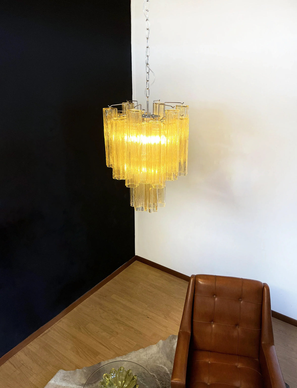 Fantastic Amber Murano Glass Tube Chandelier - view 8