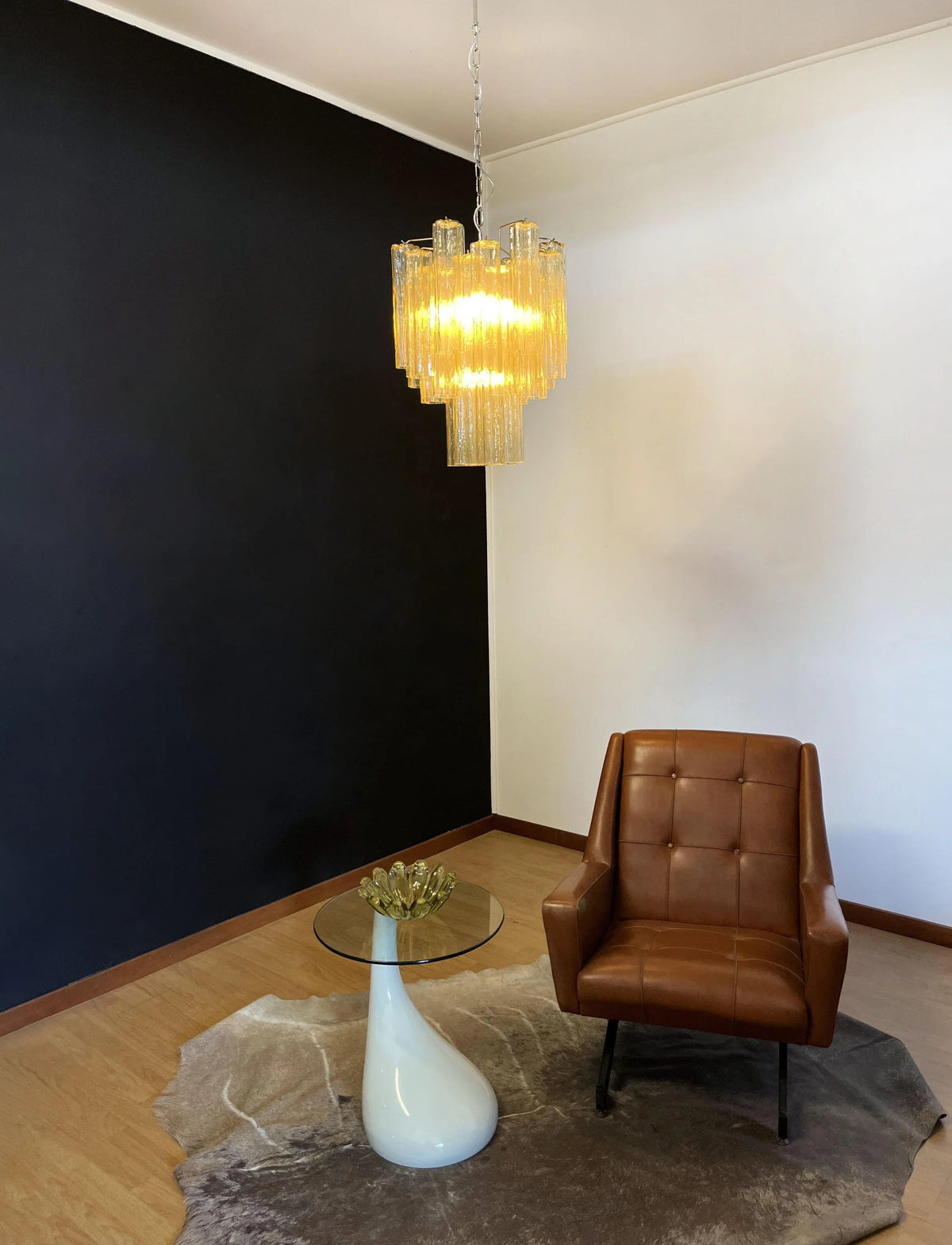 Fantastic Amber Murano Glass Tube Chandelier - view 3
