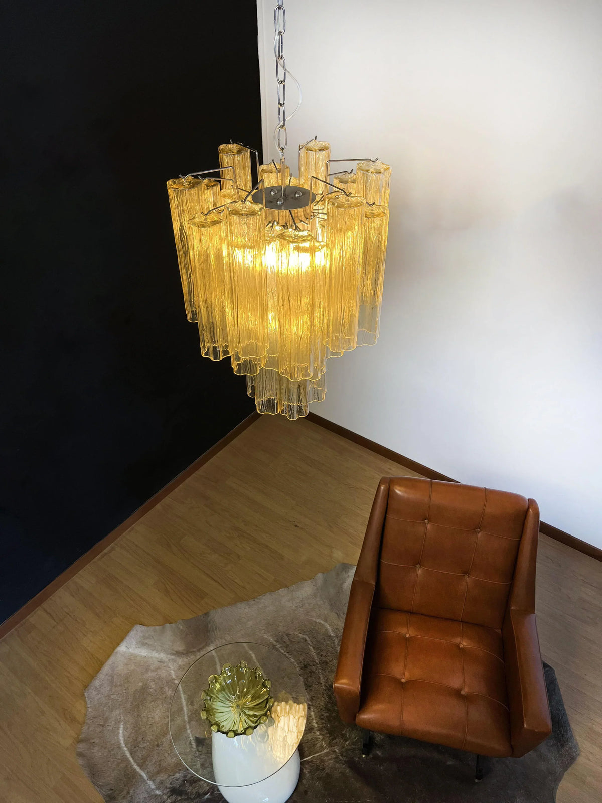 Fantastic Amber Murano Glass Tube Chandelier - view 6